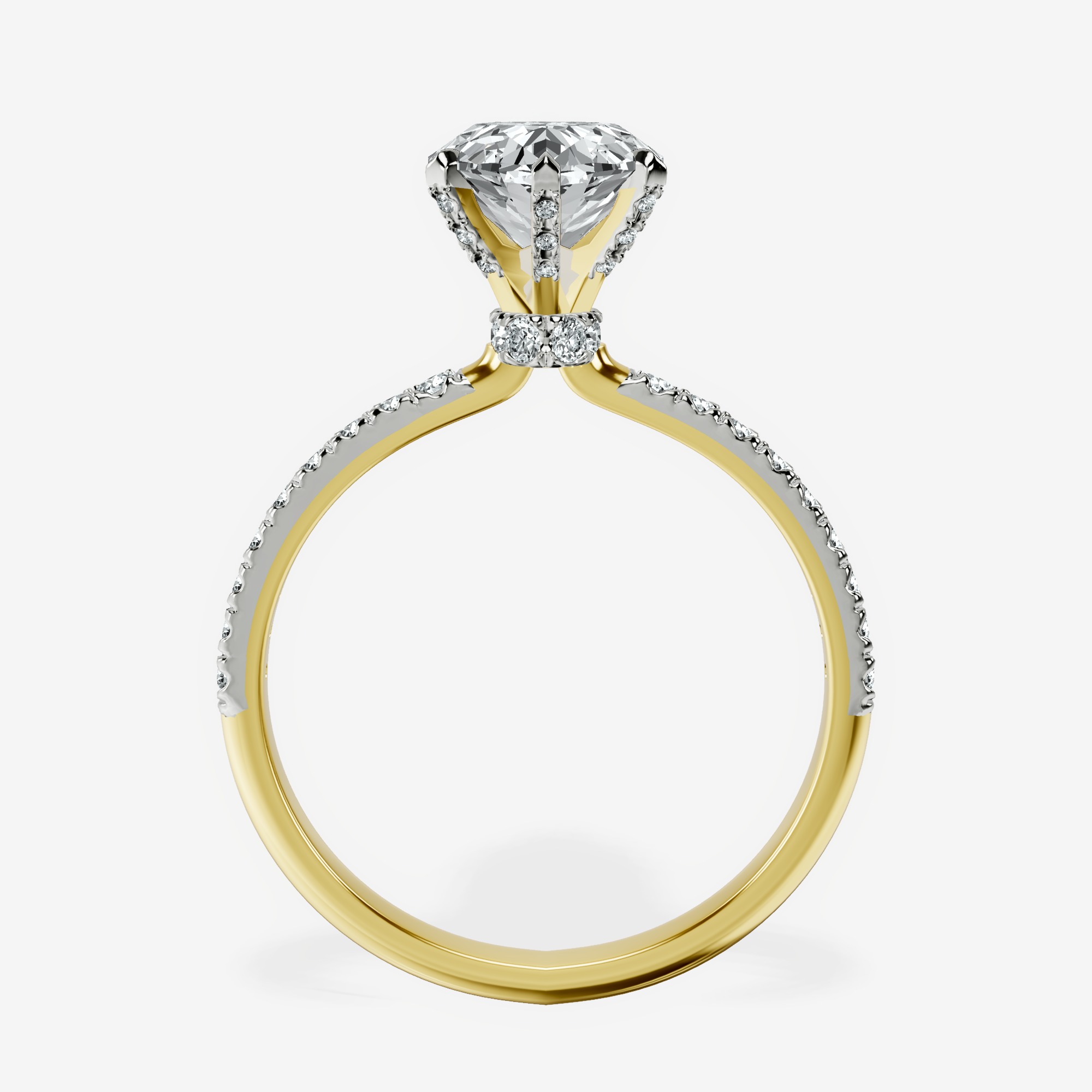 2.40 ct. oval Mereia Secret Halo Ring in 10kt yellow gold side right image one