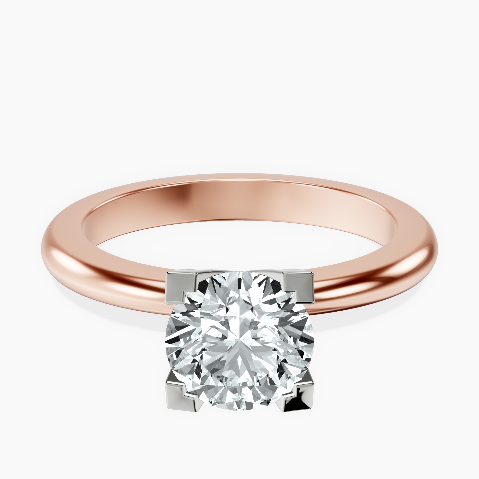 1.02 ct. round Cordelia Solitaire Ring in 14kt rose gold rtr top