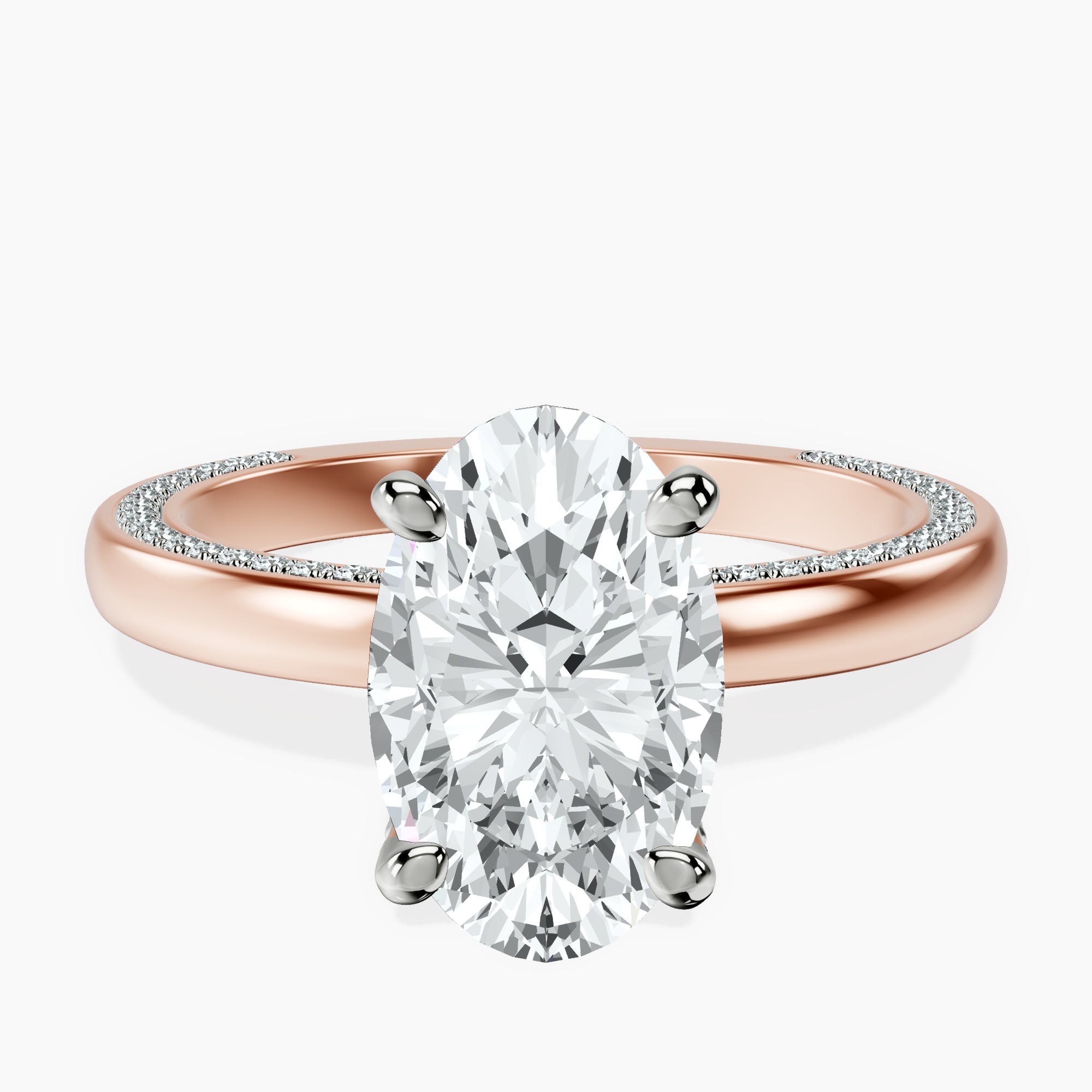 3.52 ct. oval Edith Solitaire Ring in 18kt rose gold rtr top