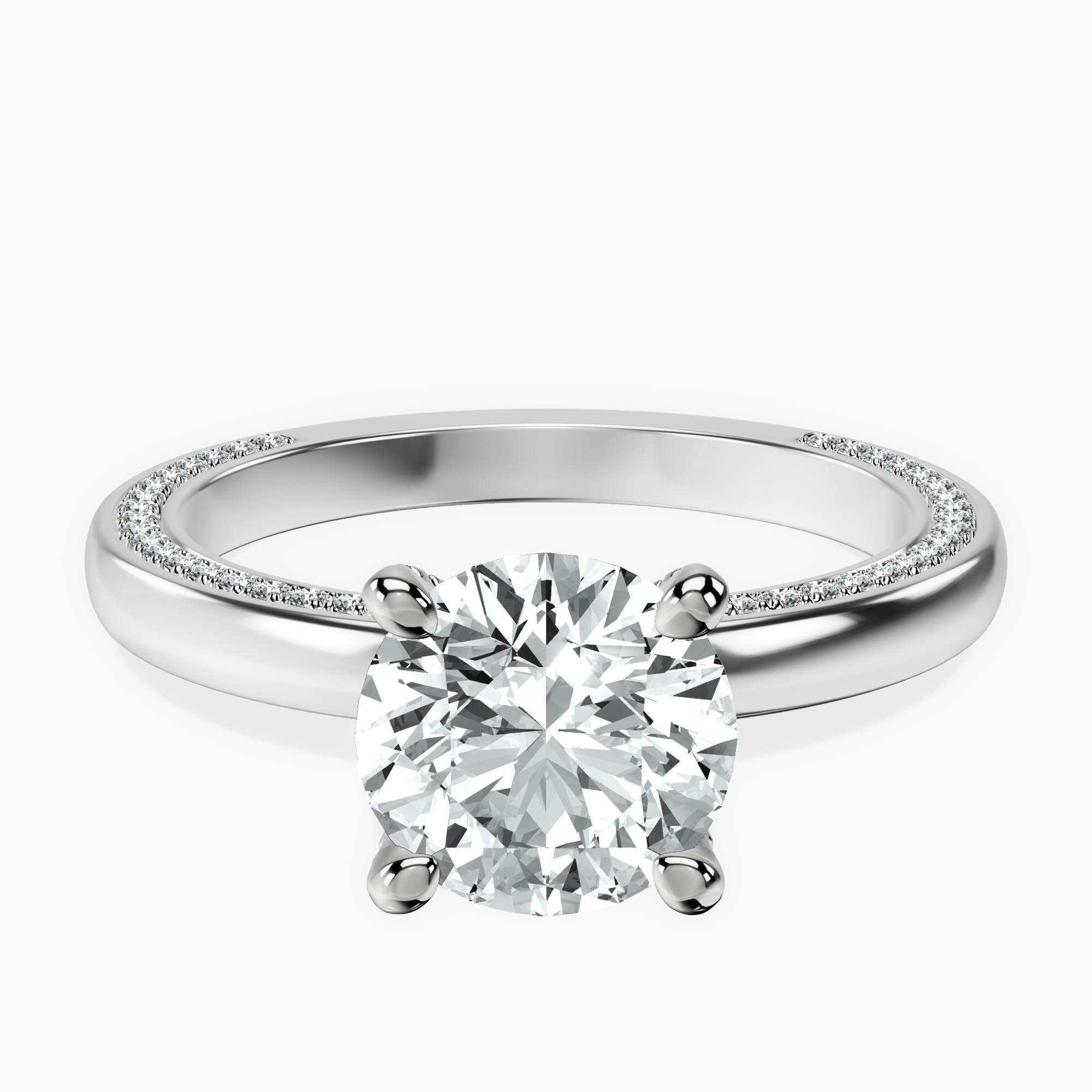 2.04 ct. round Edith Solitaire Ring in 14kt white gold rtr top