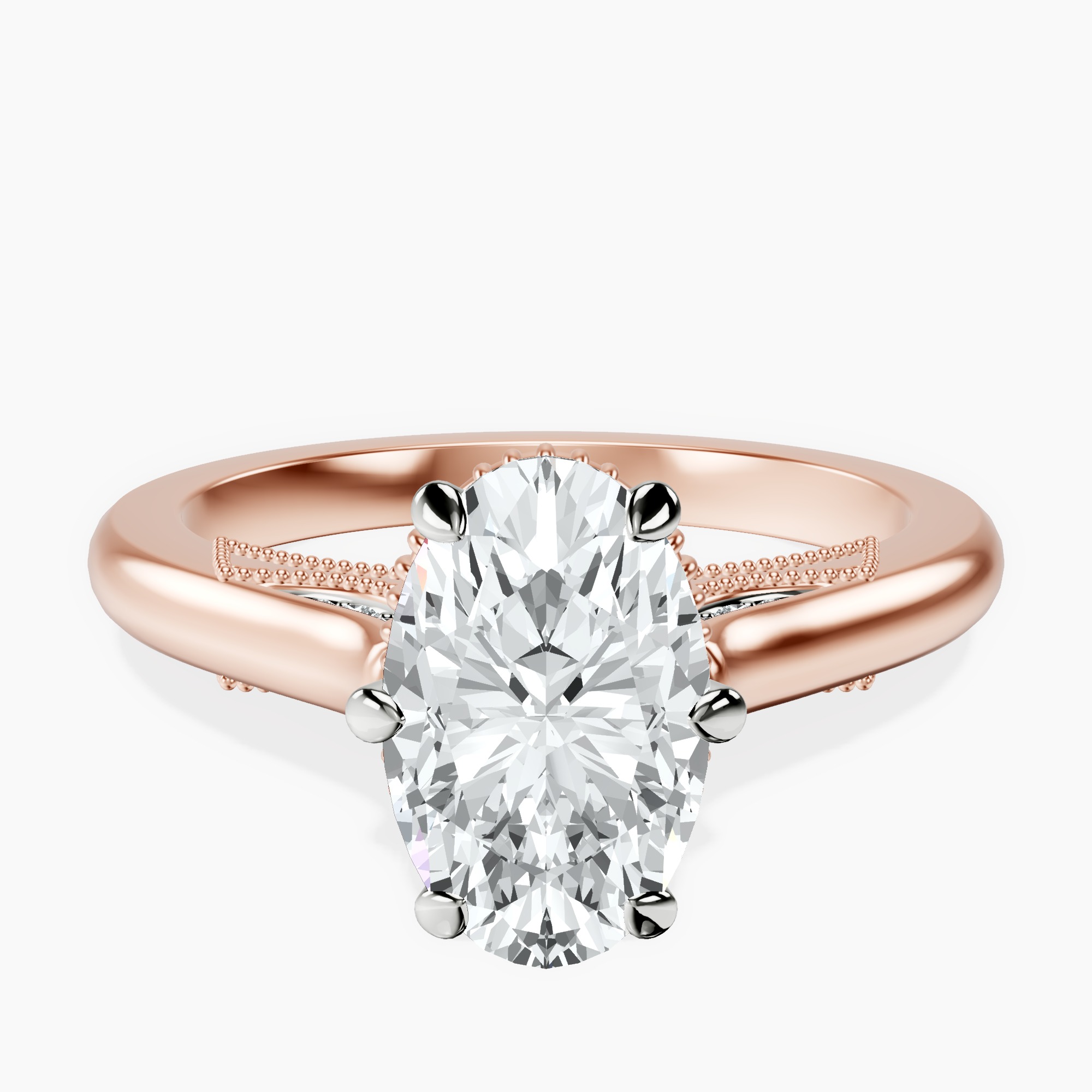 2.40 ct. oval Esther Solitaire Ring in 18kt rose gold rtr top