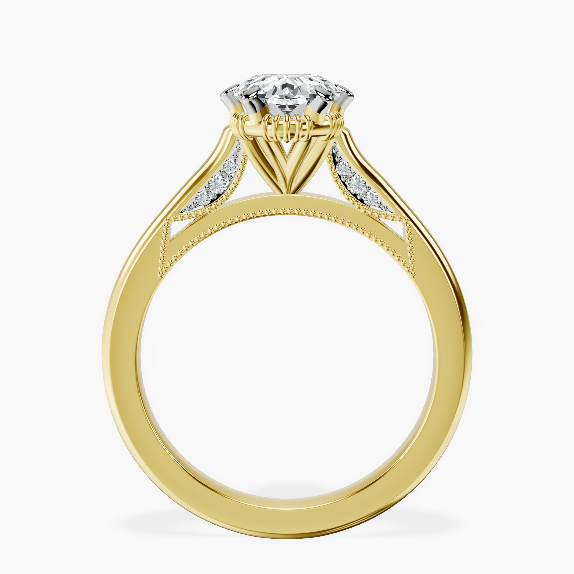 2.40 ct. oval Esther Solitaire Ring in 10kt yellow gold side right image one