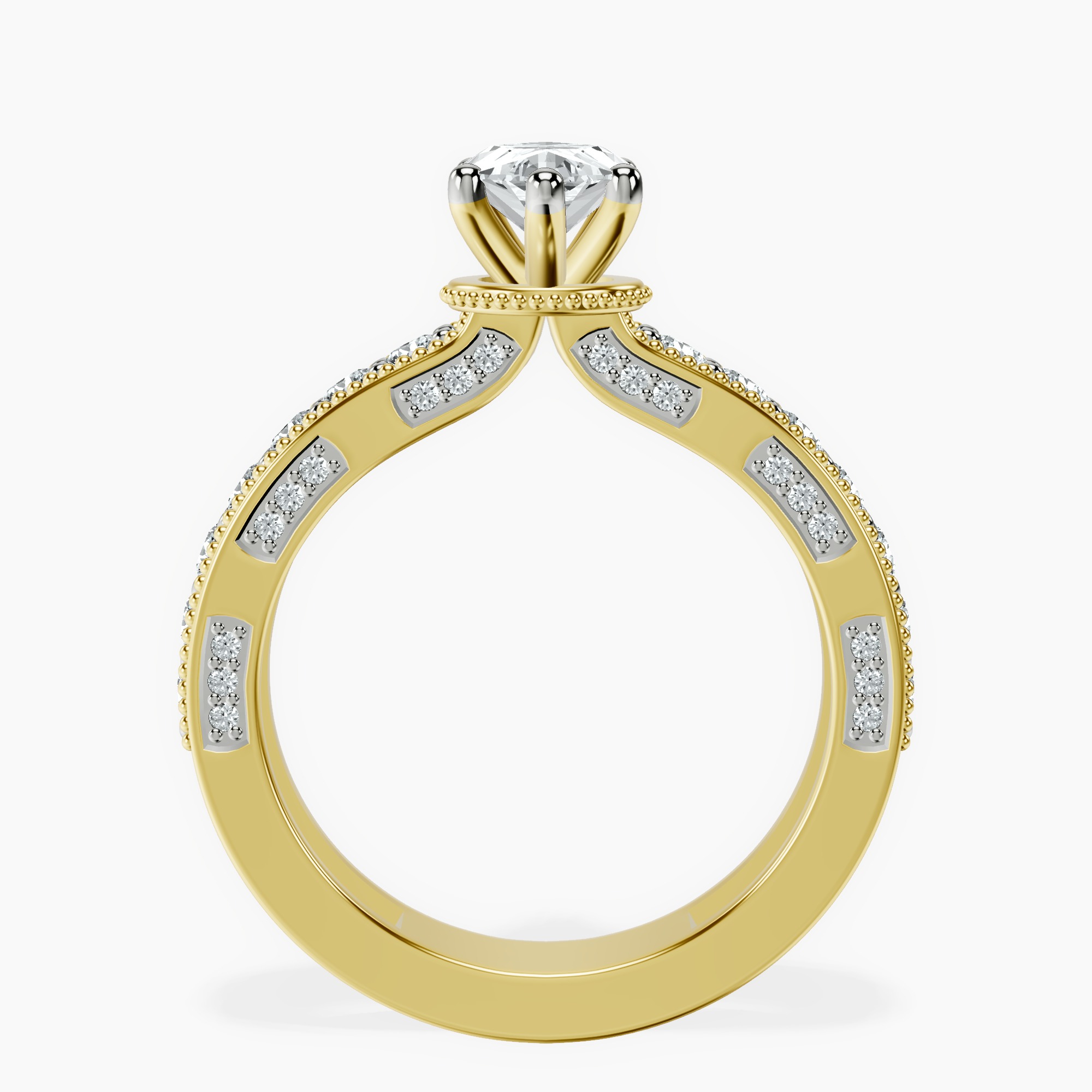 1.39 ct. marquise Regalia miligrain ring in 10kt yellow gold side right image one