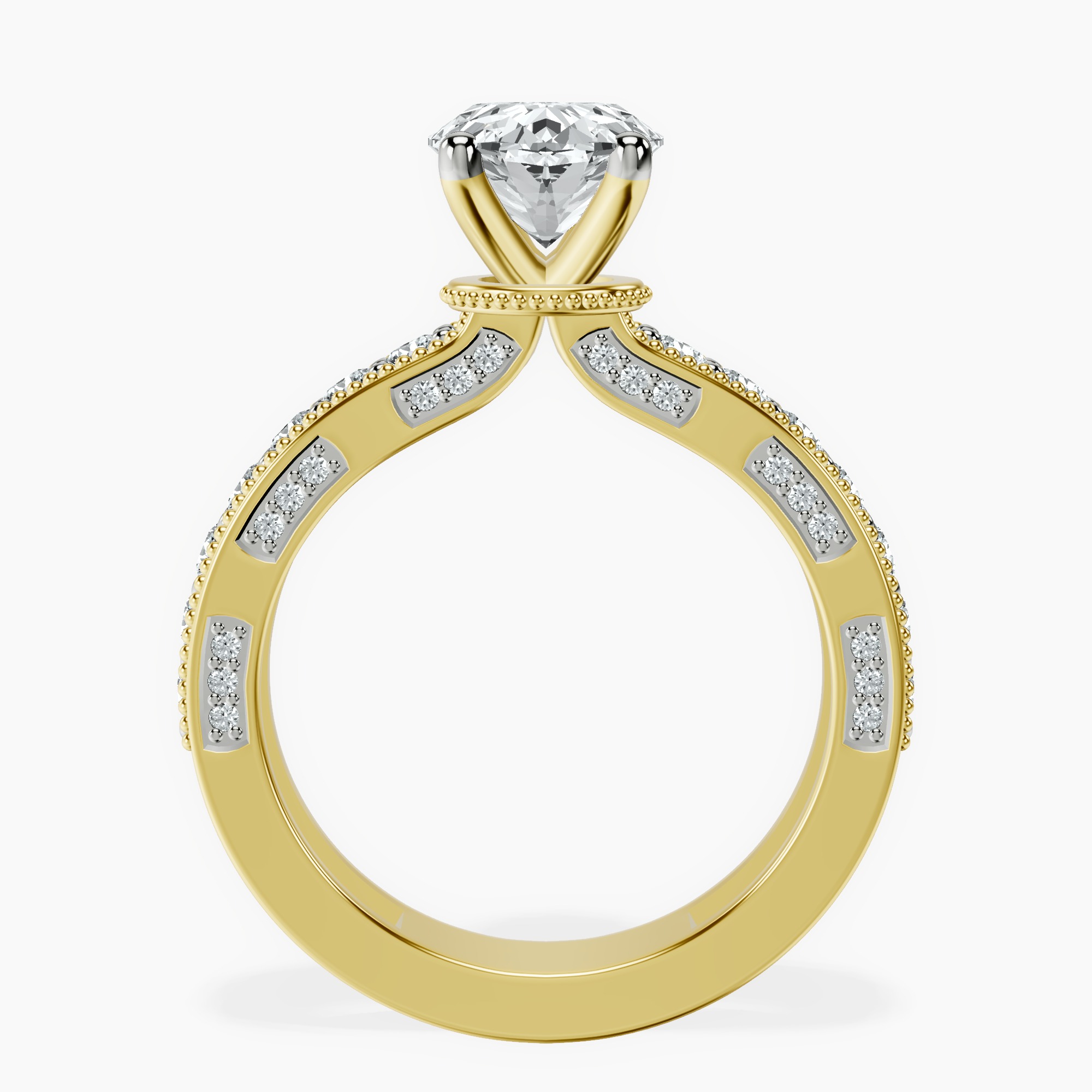 2.40 ct. oval Regalia miligrain ring in 10kt yellow gold side right image one