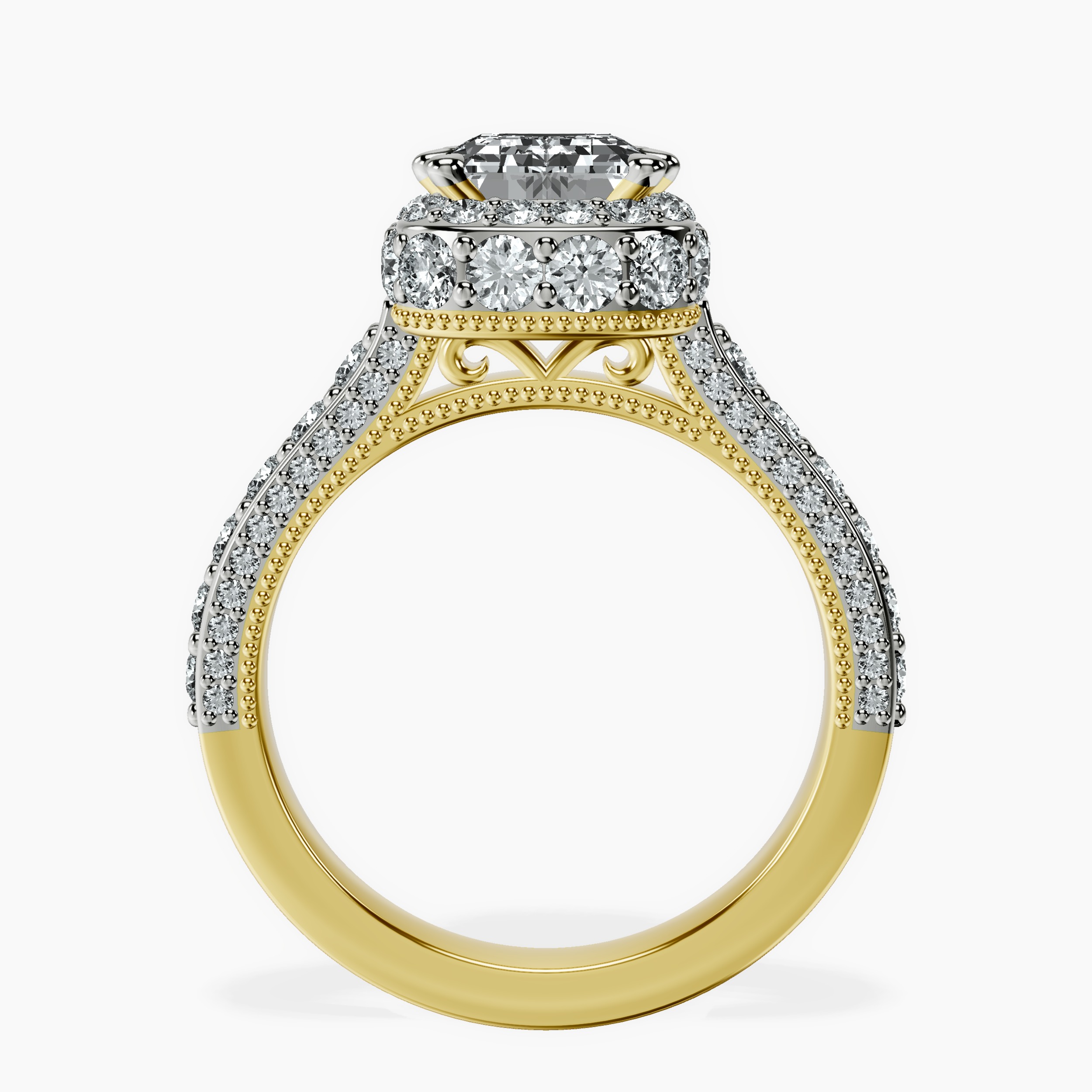 2.16 ct. emerald Luxoré vinatge ring in 18kt yellow gold side right image one