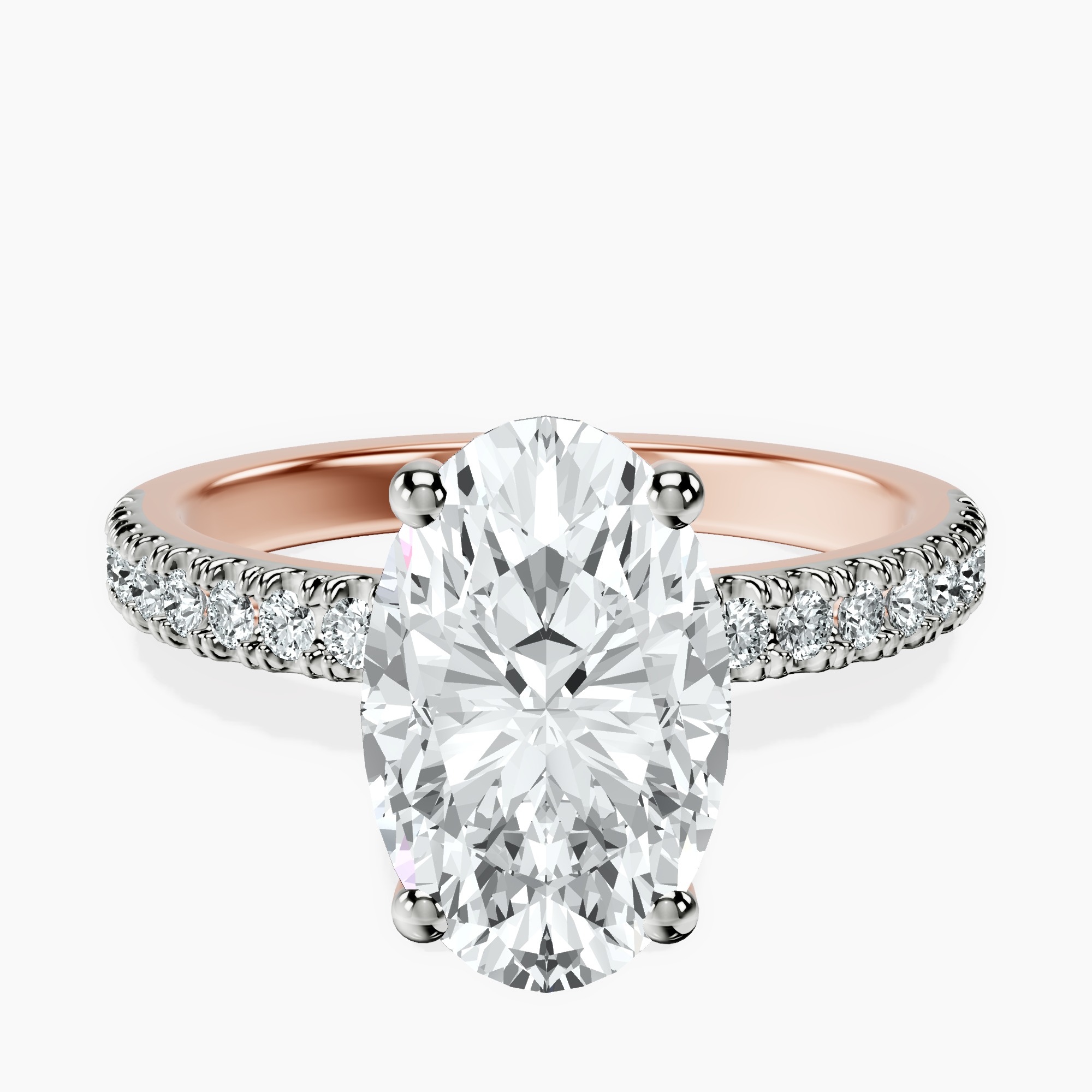2.40 ct. oval Nomi Eternity Ring in 10kt rose gold rtr top