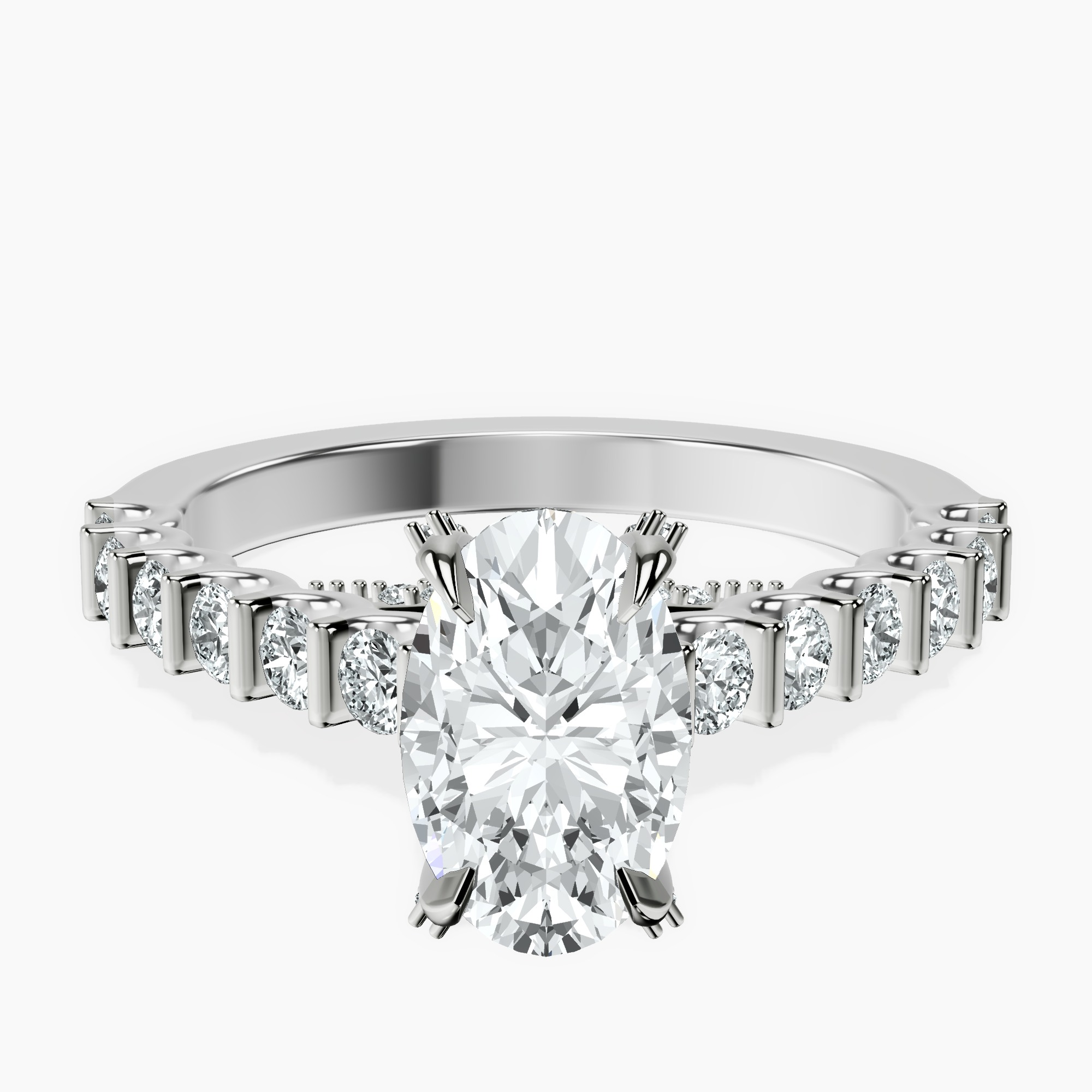 1.37 ct. oval Austria Cathedral ring in platinum rtr top
