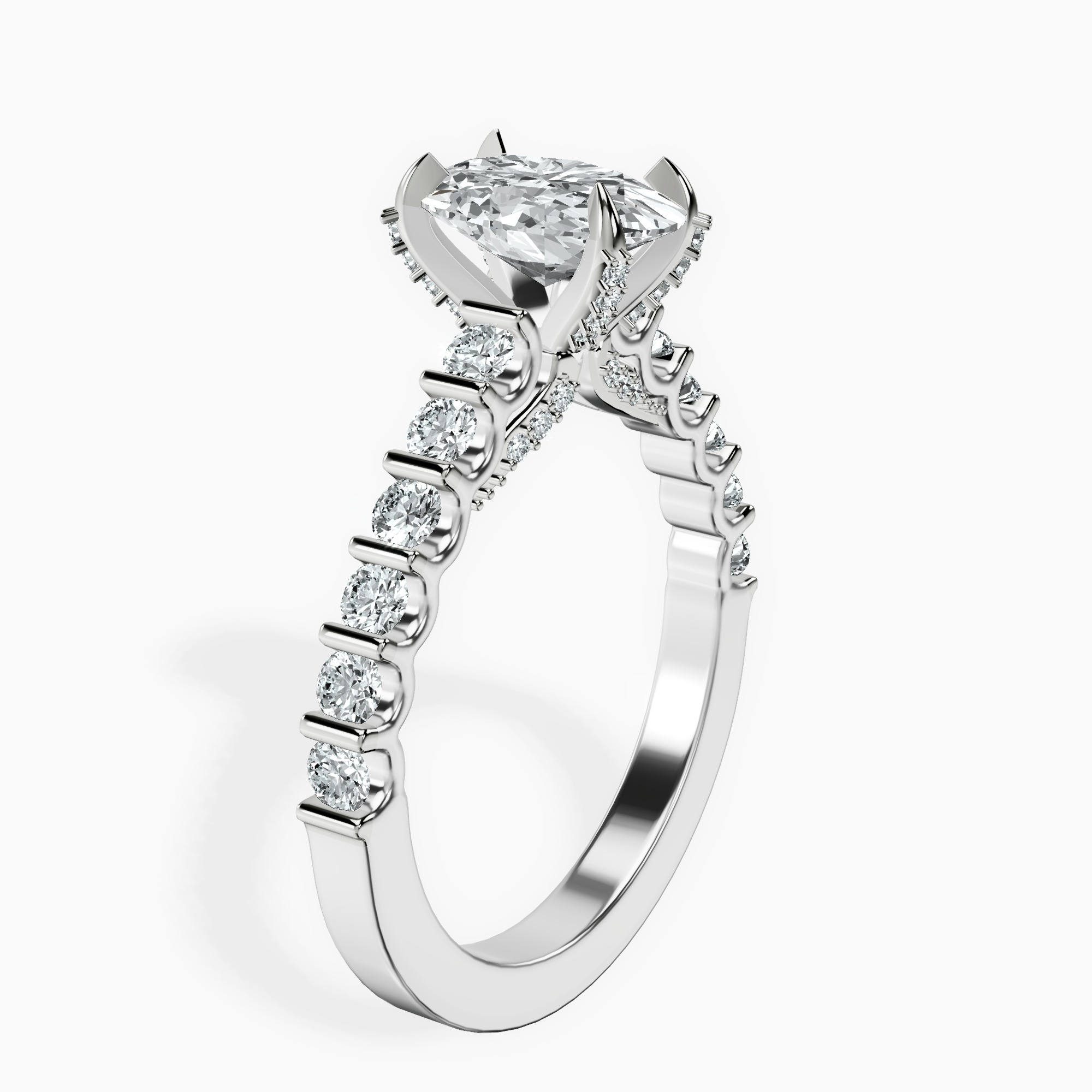 1.37 ct. oval Austria Cathedral ring in platinum standing product image one