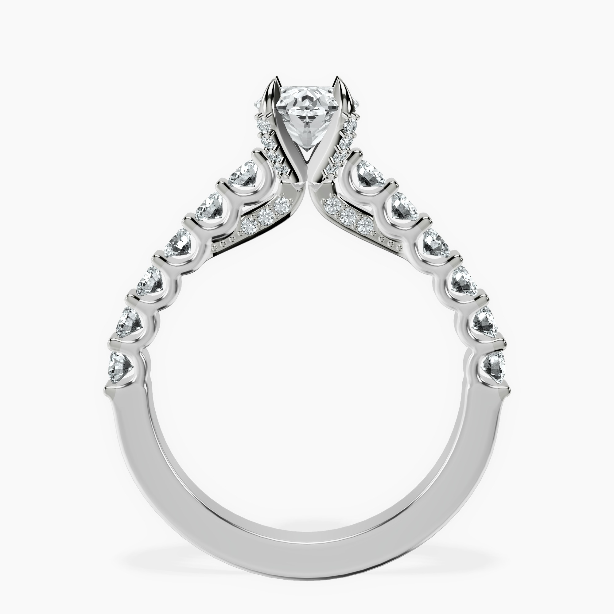1.37 ct. oval Austria Cathedral ring in platinum side right image one