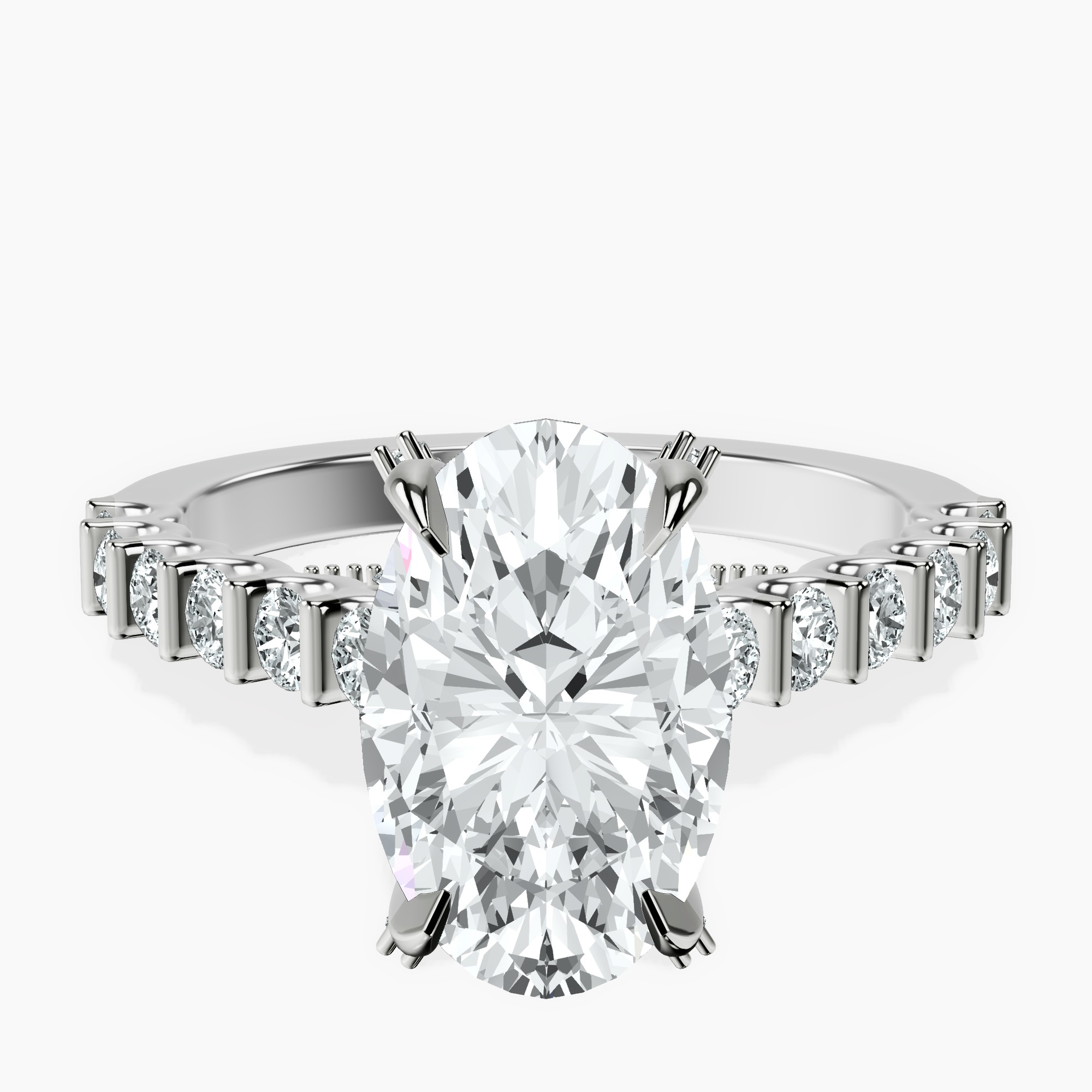 2.44 ct. oval Austria Cathedral ring in 14kt white gold rtr top
