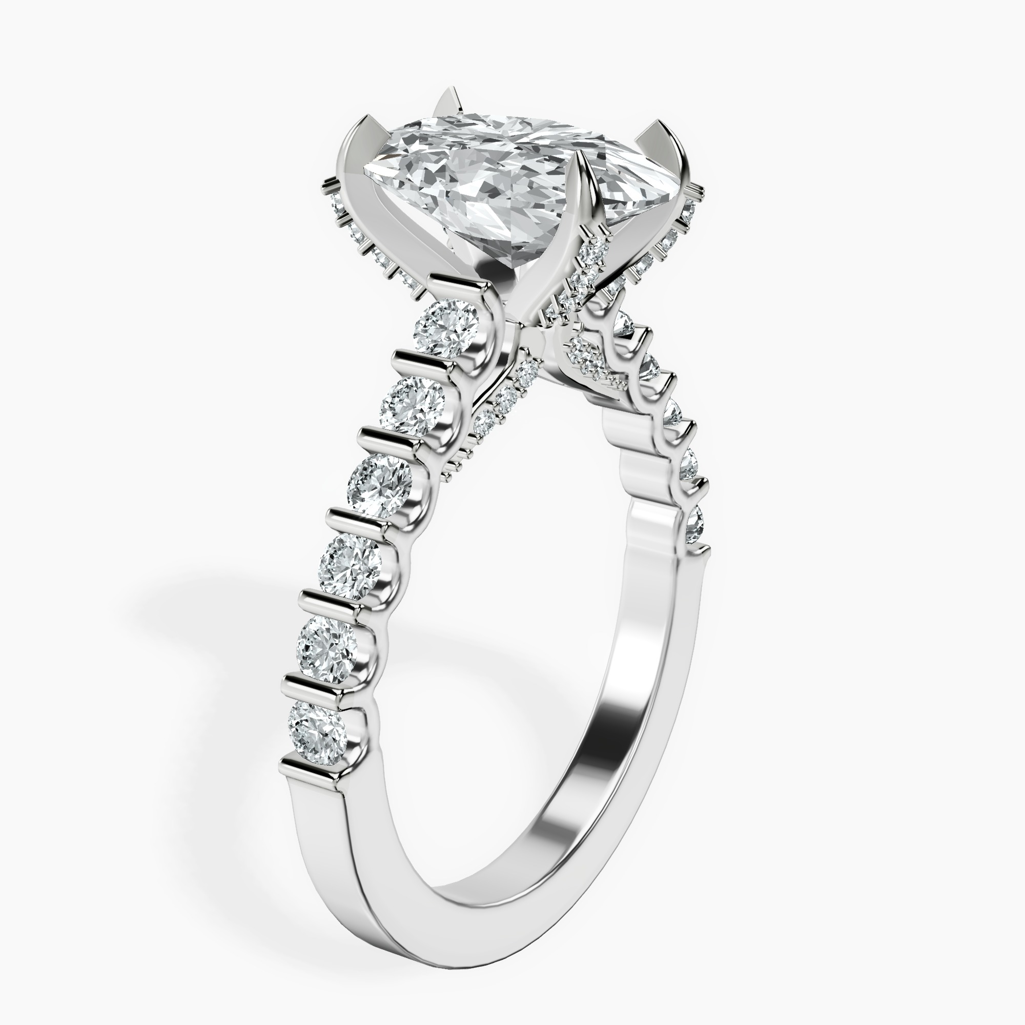 2.44 ct. oval Austria Cathedral ring in 14kt white gold standing product image one