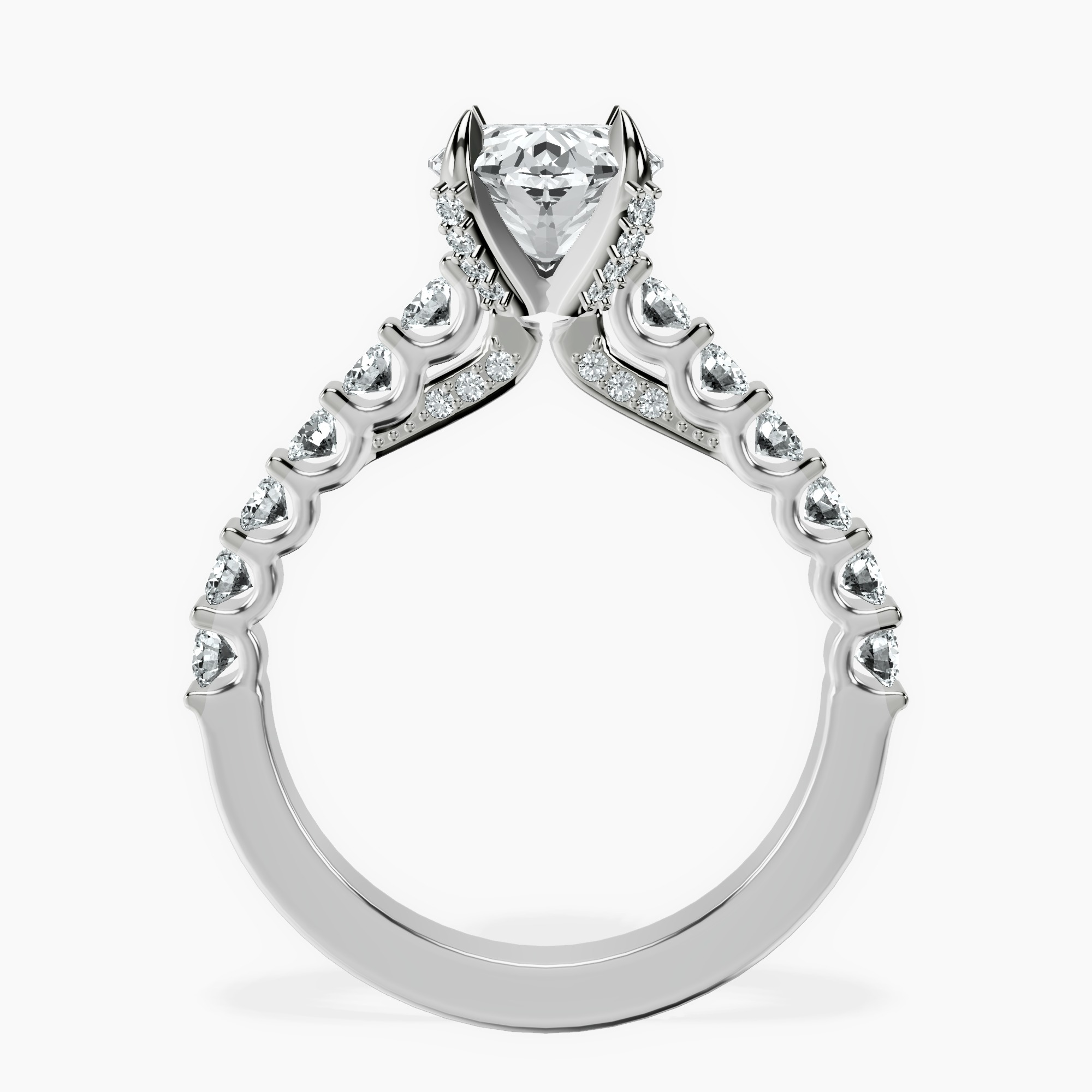 2.44 ct. oval Austria Cathedral ring in 14kt white gold side right image one