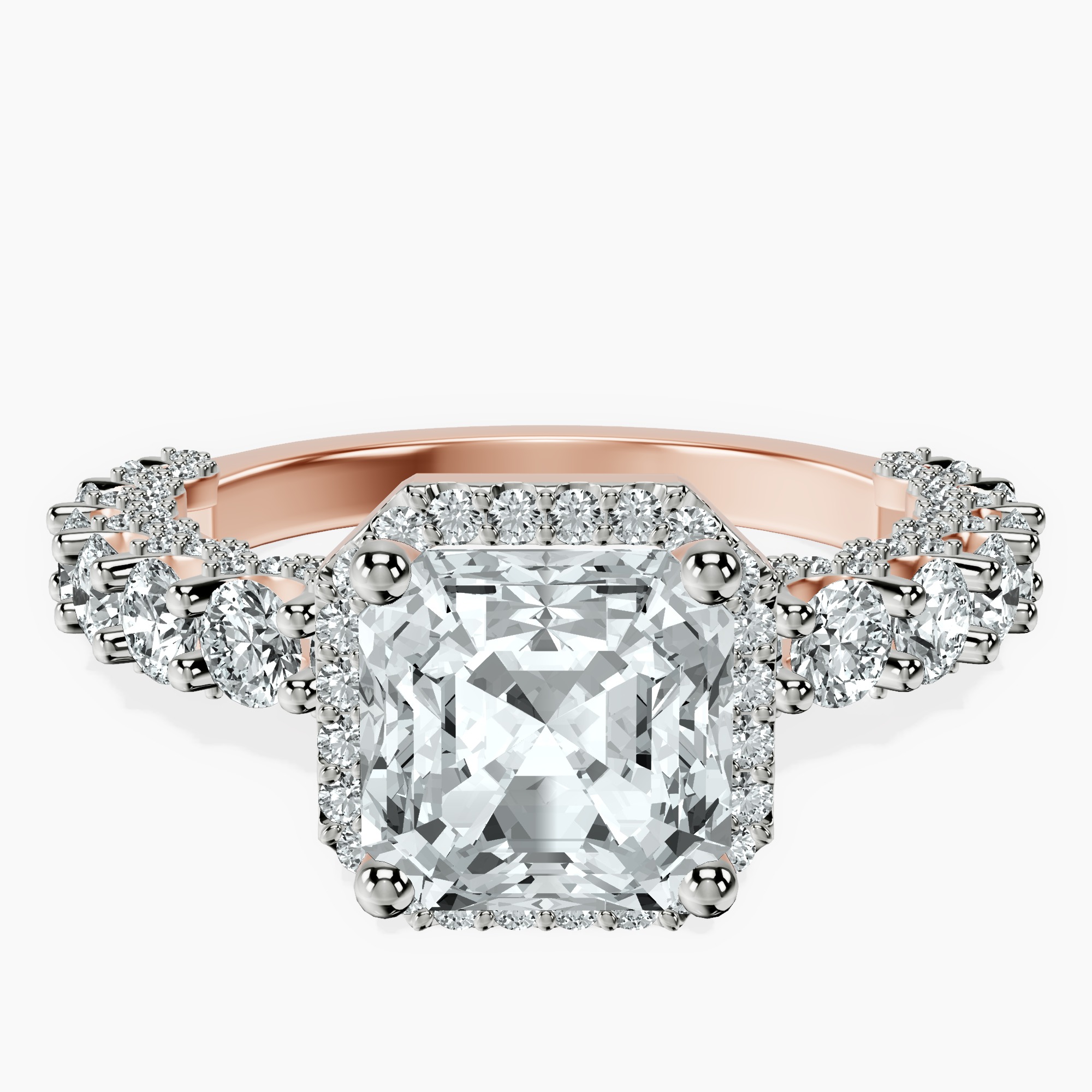 10kt Rose Gold Enchanté Side Stones Halo Lab Diamond Ring front image