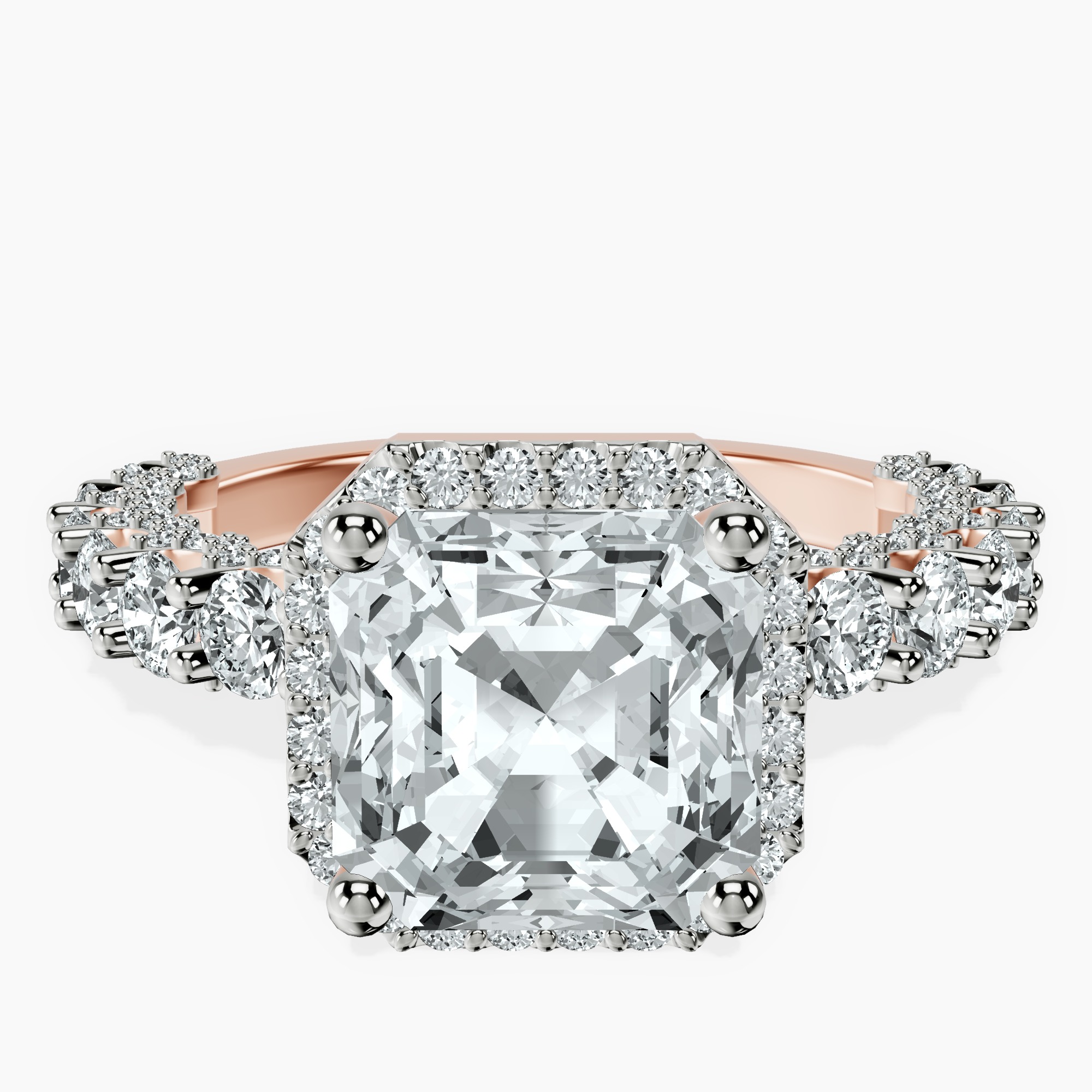 14kt Rose Gold Enchanté Side Stones Halo Lab Diamond Ring front image