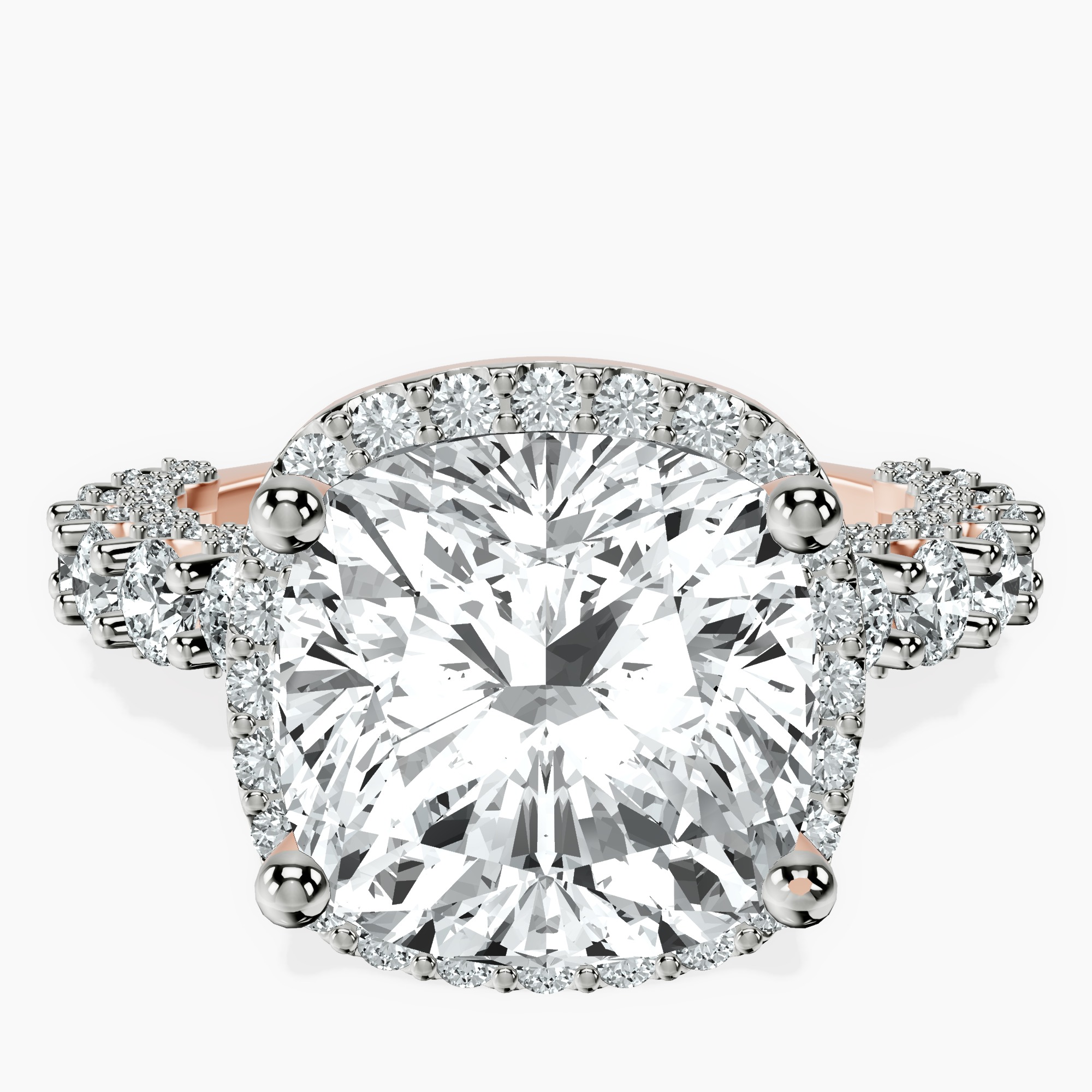 10kt Rose Gold Enchanté Side Stones Halo Lab Diamond Ring front image