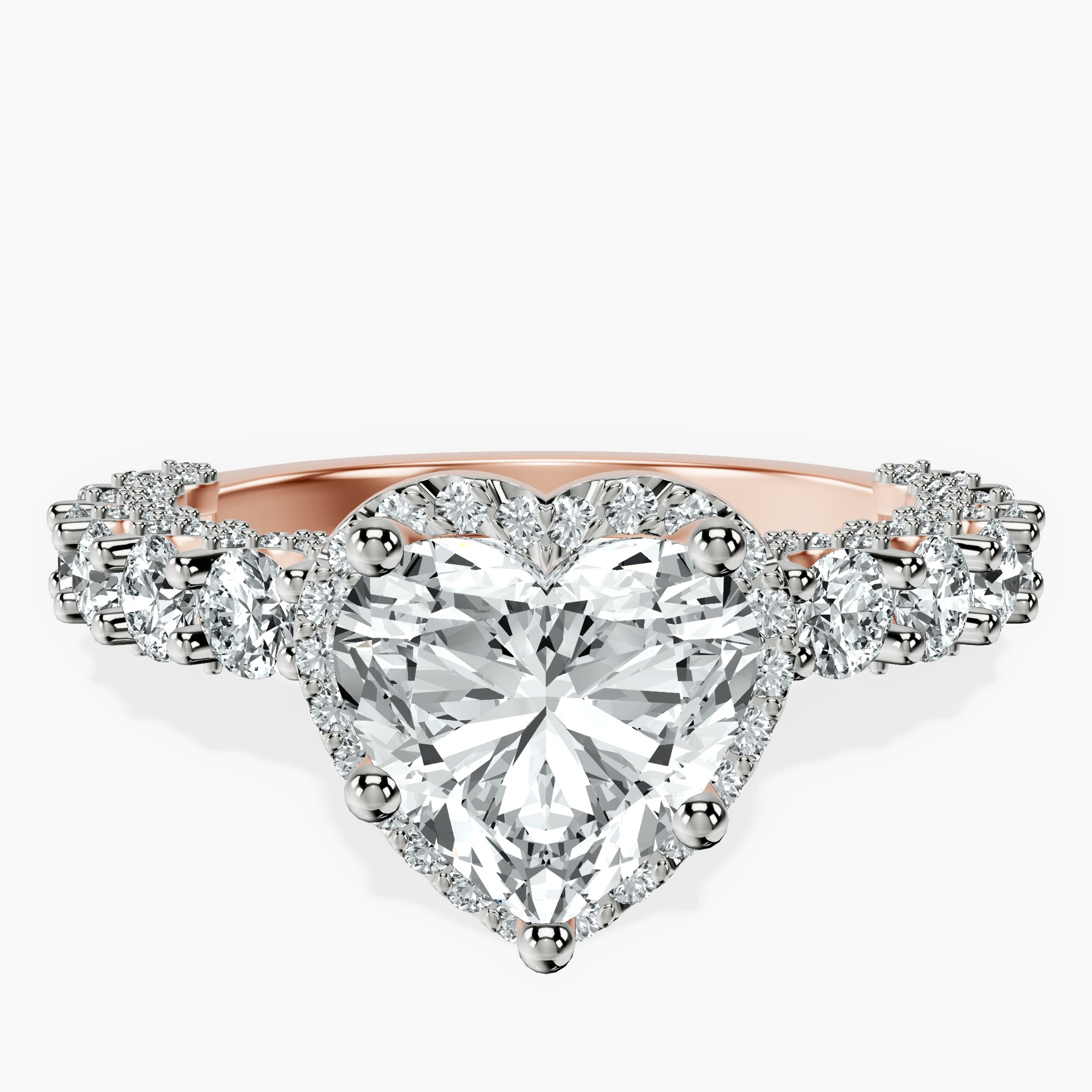 9ct Rose Gold Enchanté Side Stones Halo Lab Diamond Ring front image