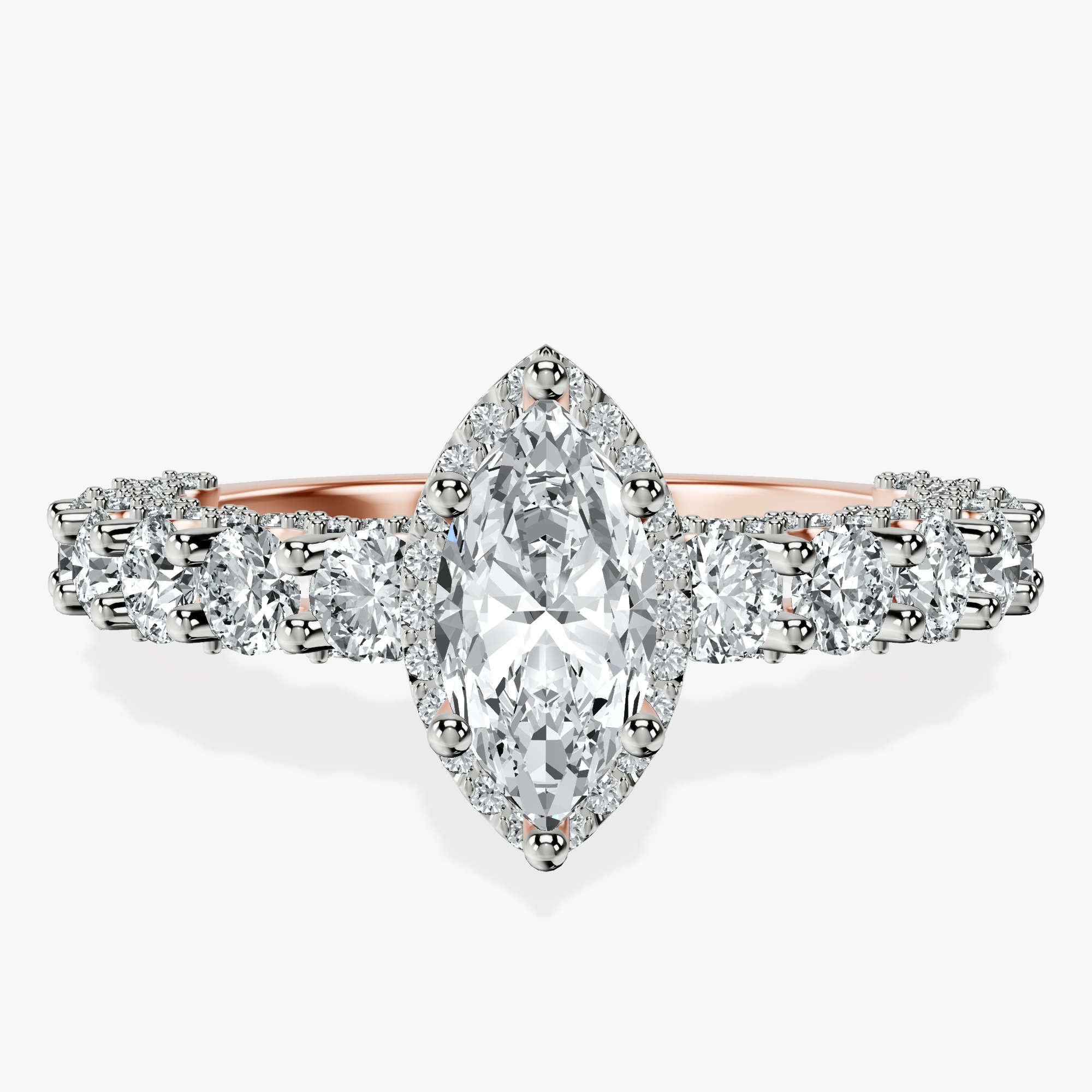 10kt Rose Gold Enchanté Side Stones Halo Lab Diamond Ring front image