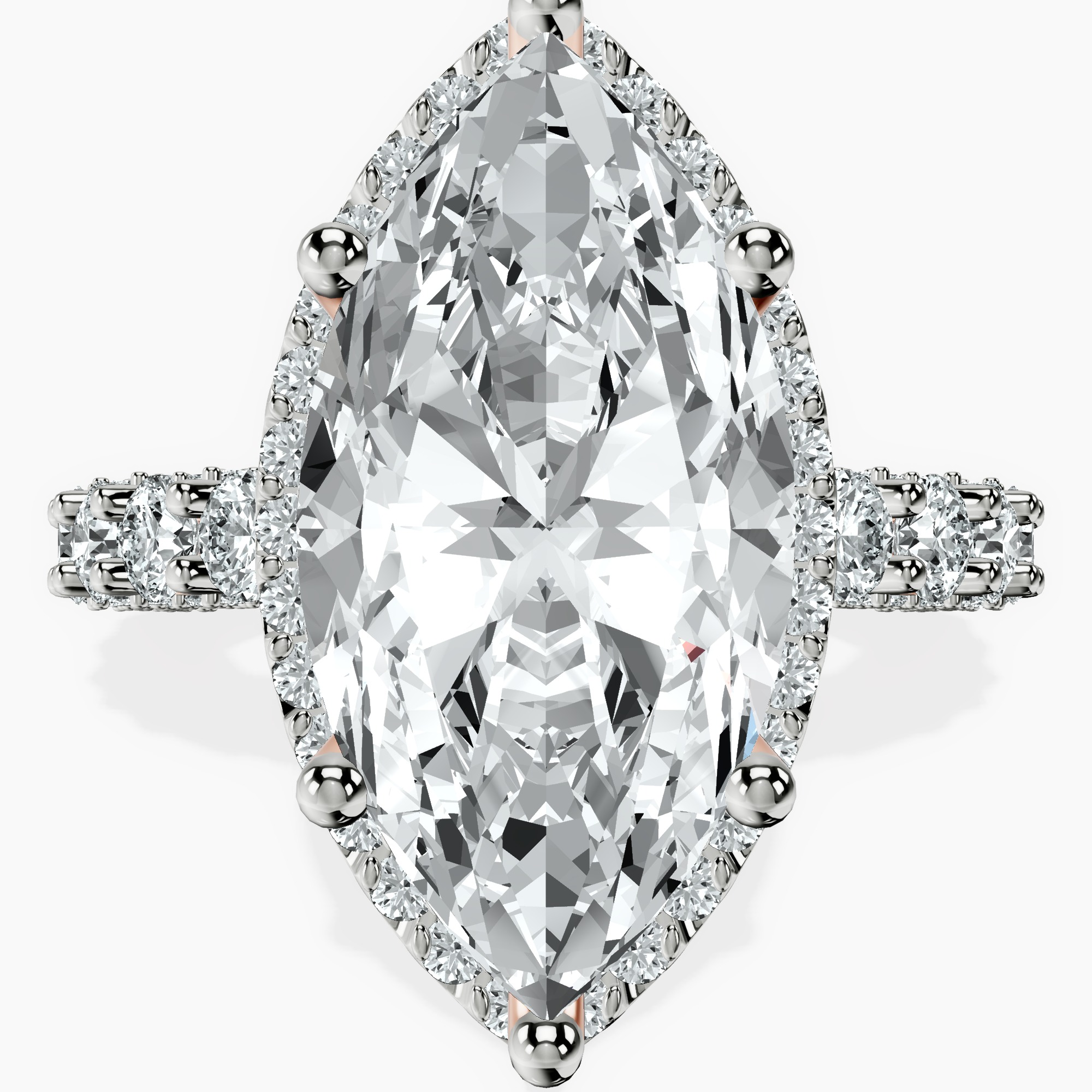 18kt Rose Gold Enchanté Side Stones Halo Lab Diamond Ring front image
