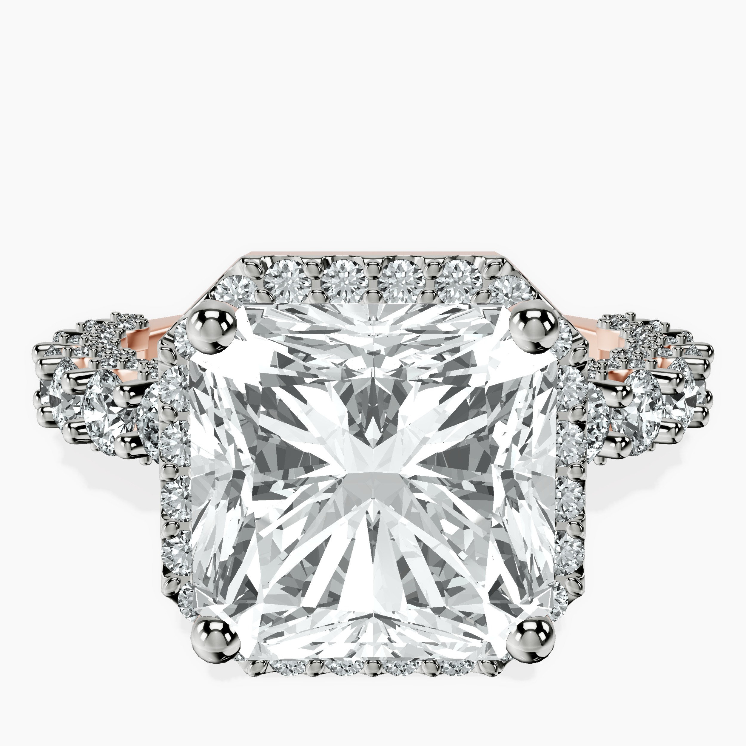 10kt Rose Gold Enchanté Side Stones Halo Lab Diamond Ring front image