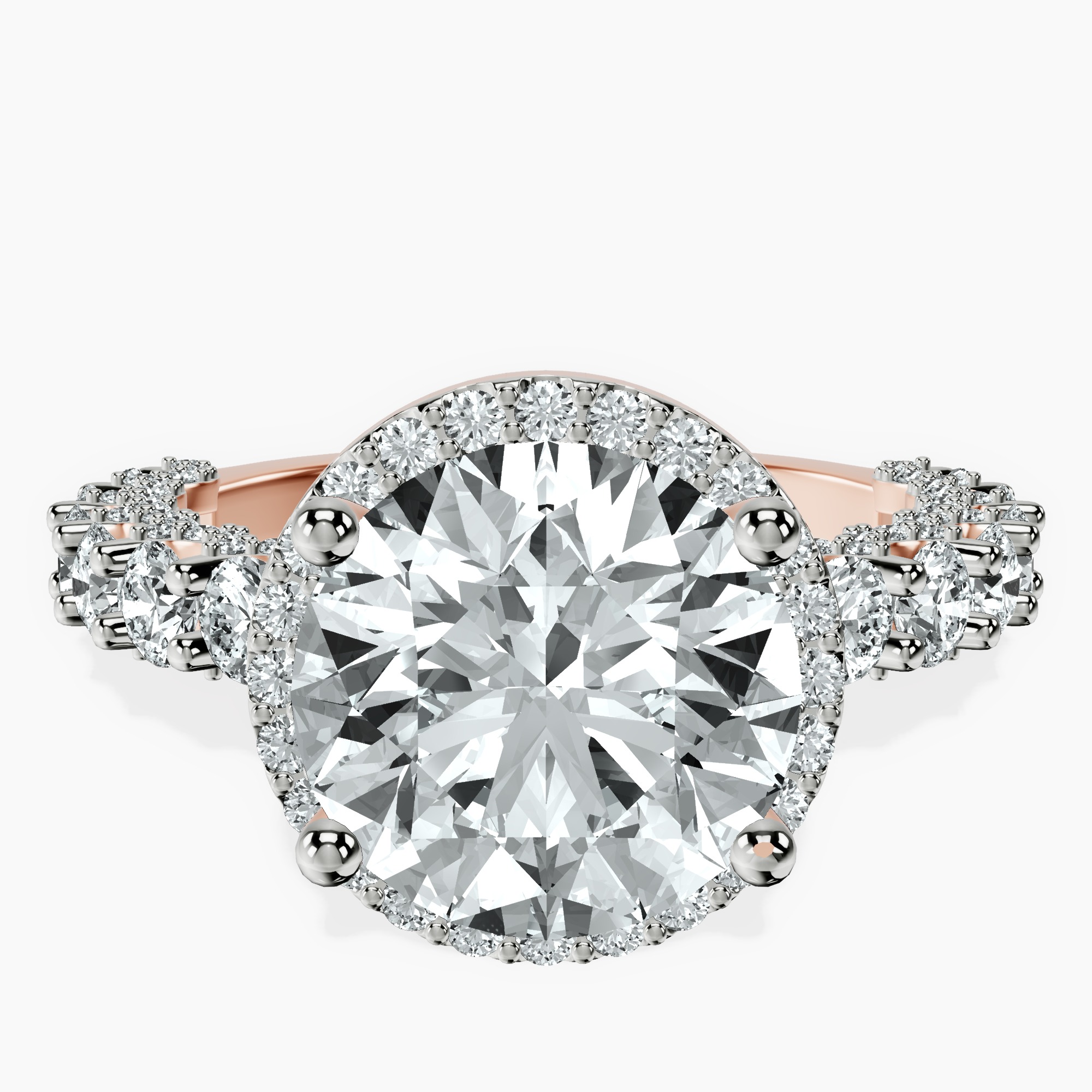 14kt Rose Gold Enchanté Side Stones Halo Lab Diamond Ring front image