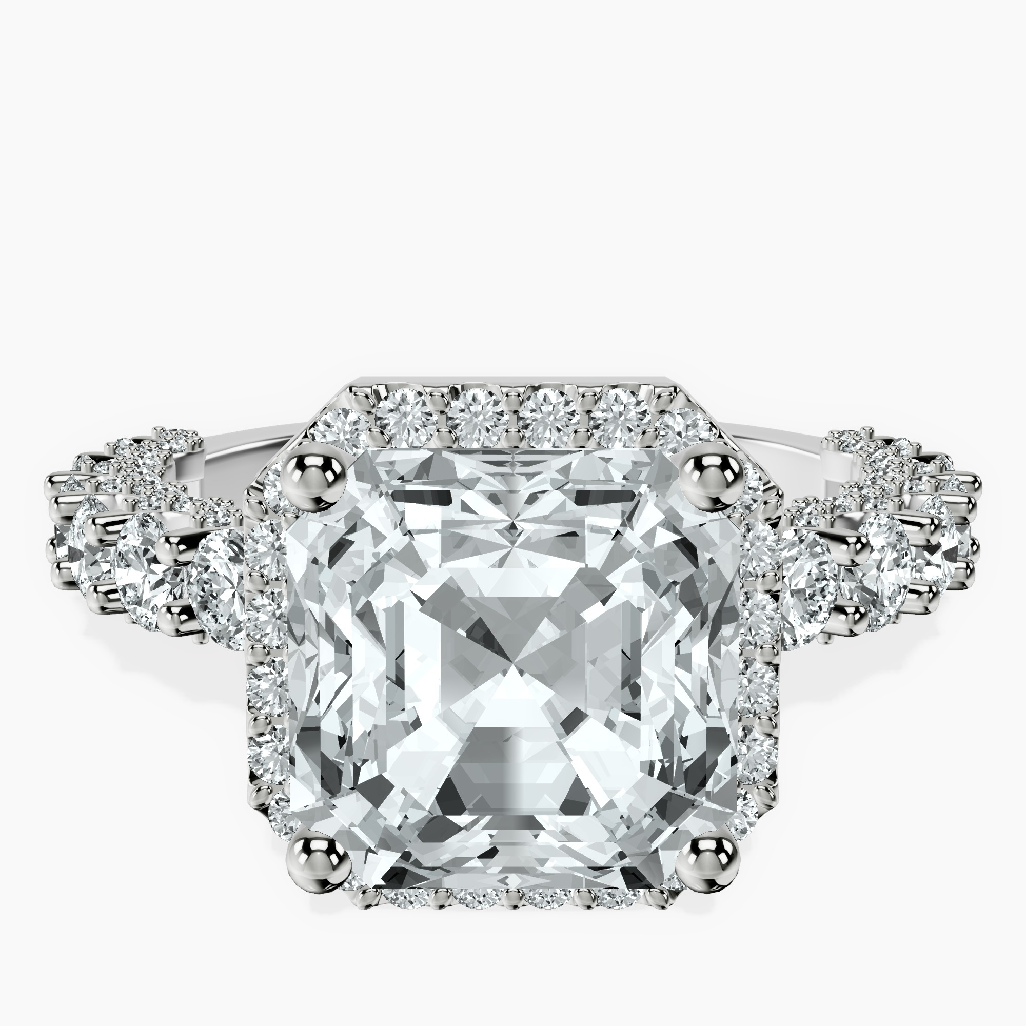 18kt White Gold Enchanté Side Stones Halo Lab Diamond Ring front image