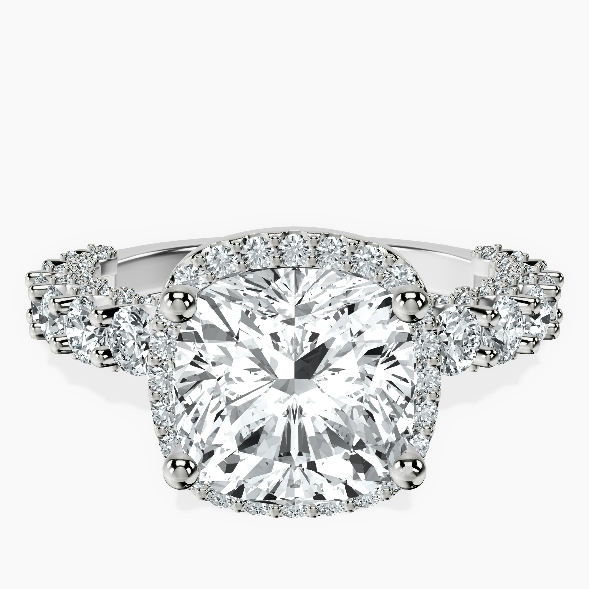 Platinum Enchanté Side Stones Halo Lab Diamond Ring front image