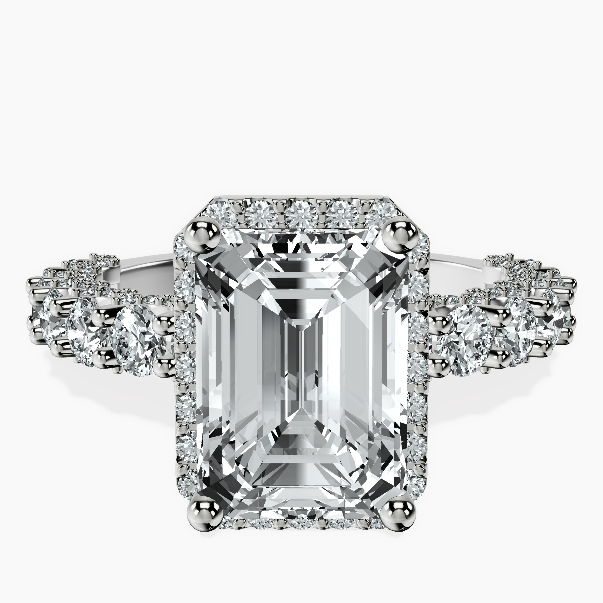 14kt White Gold Enchanté Side Stones Halo Lab Diamond Ring front image