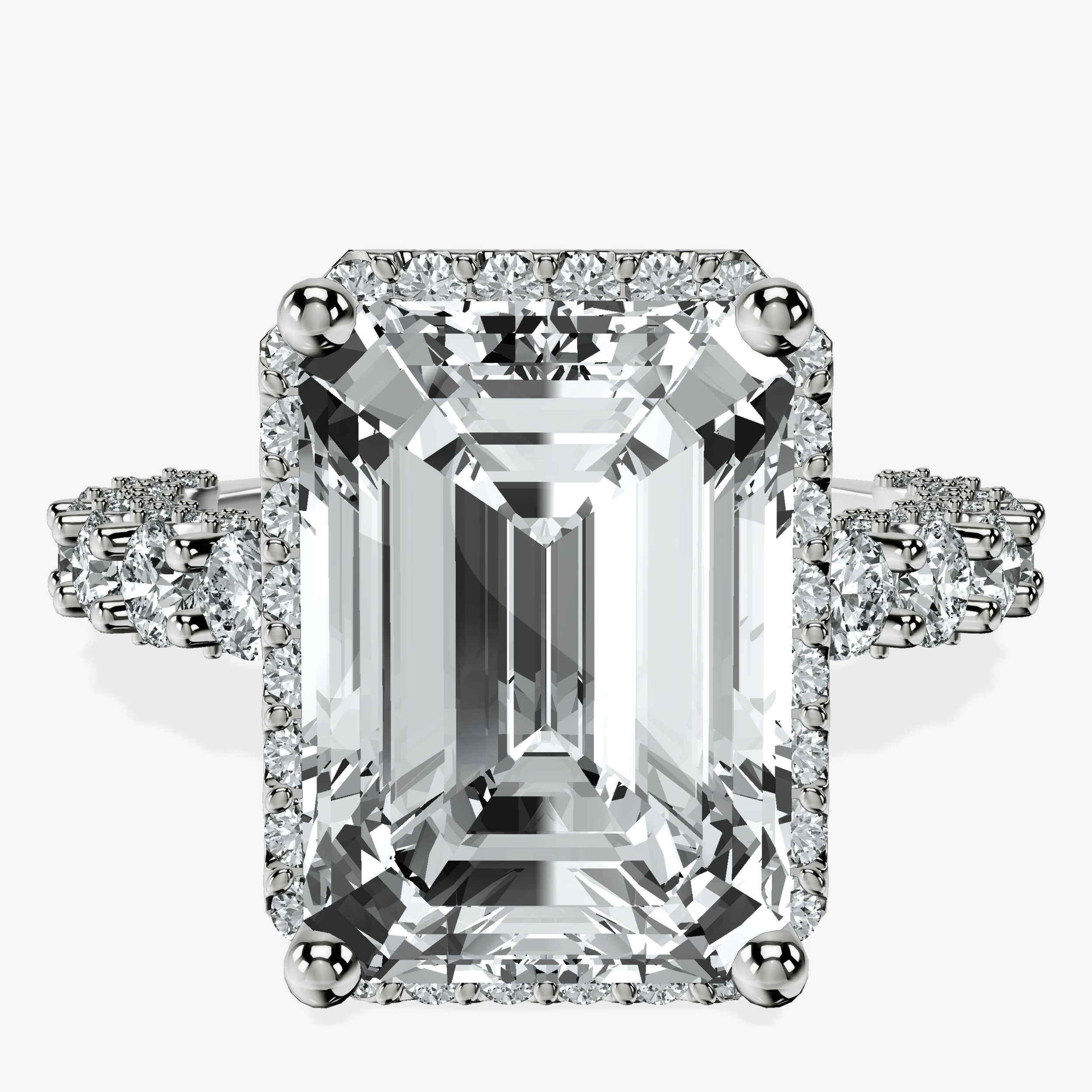 Platinum Enchanté Side Stones Halo Lab Diamond Ring front image
