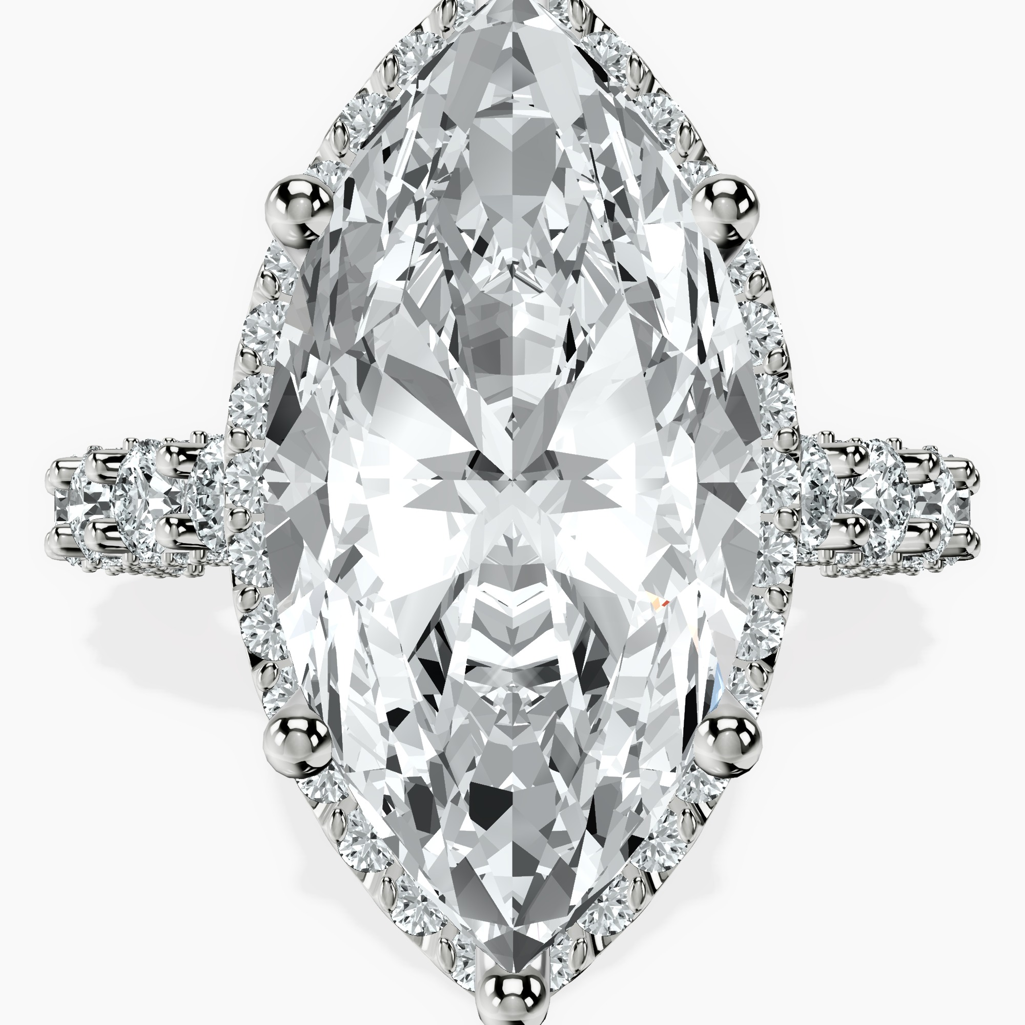Platinum Enchanté Side Stones Halo Lab Diamond Ring front image