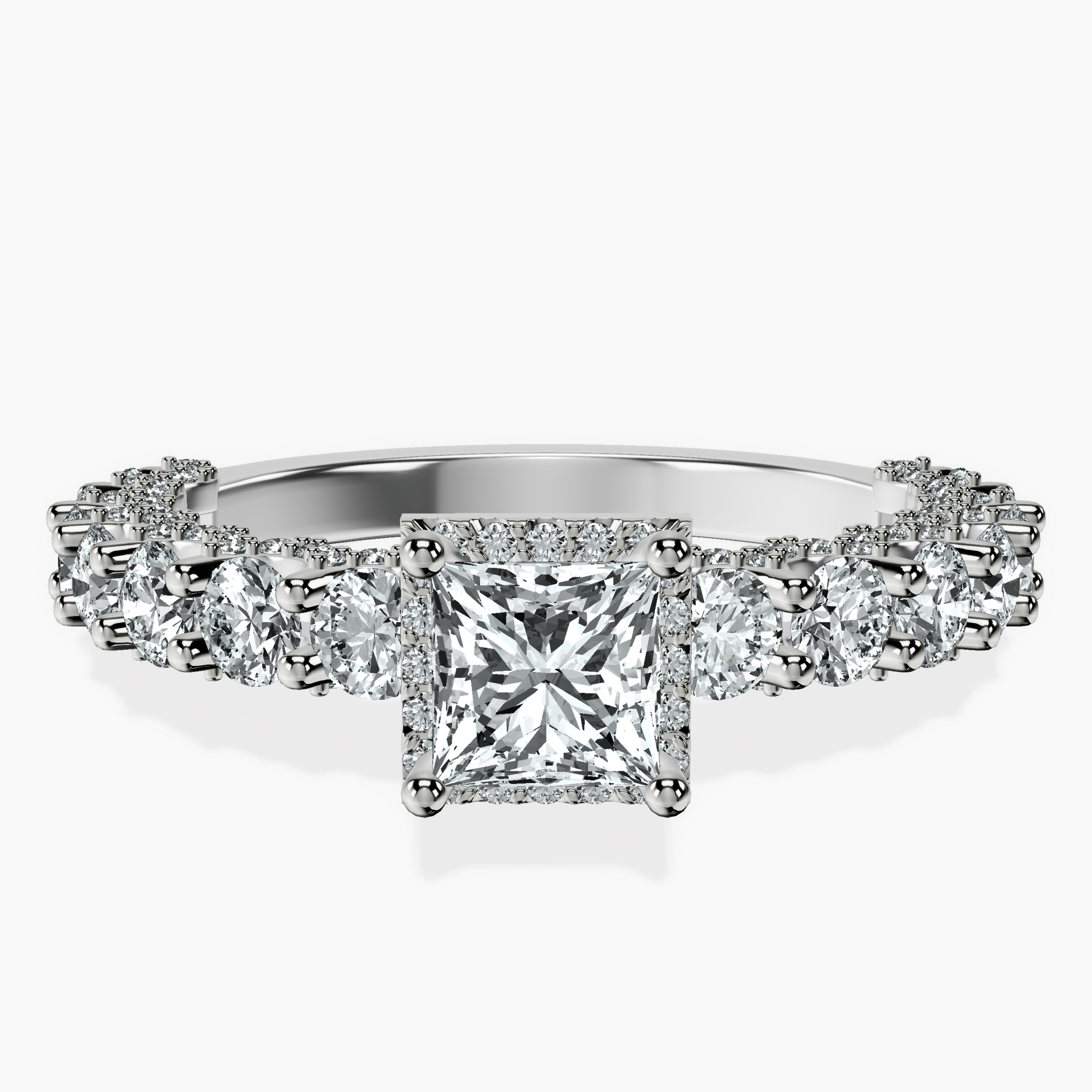 Platinum Enchanté Side Stones Halo Lab Diamond Ring front image
