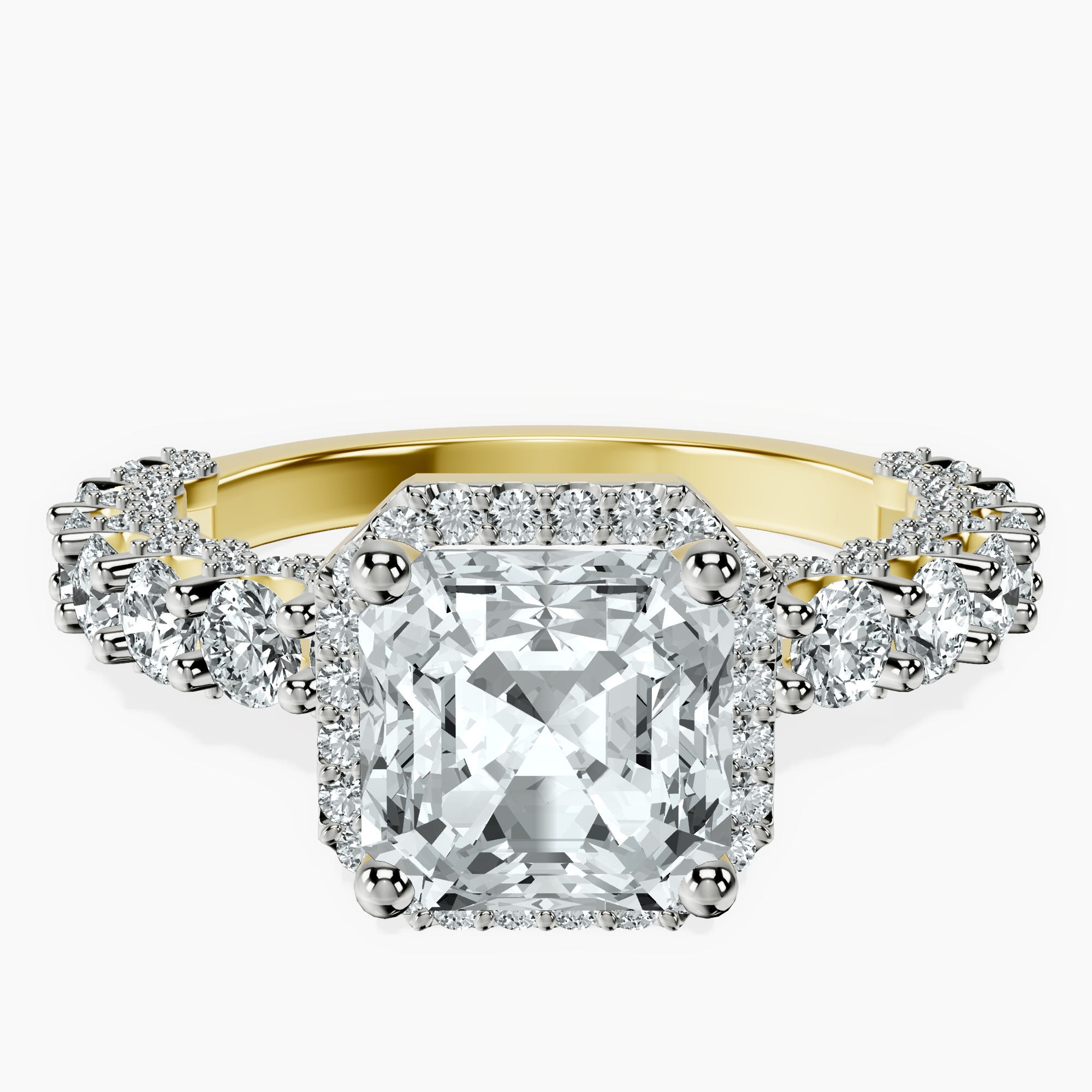 10kt Yellow Gold Enchanté Side Stones Halo Lab Diamond Ring front image
