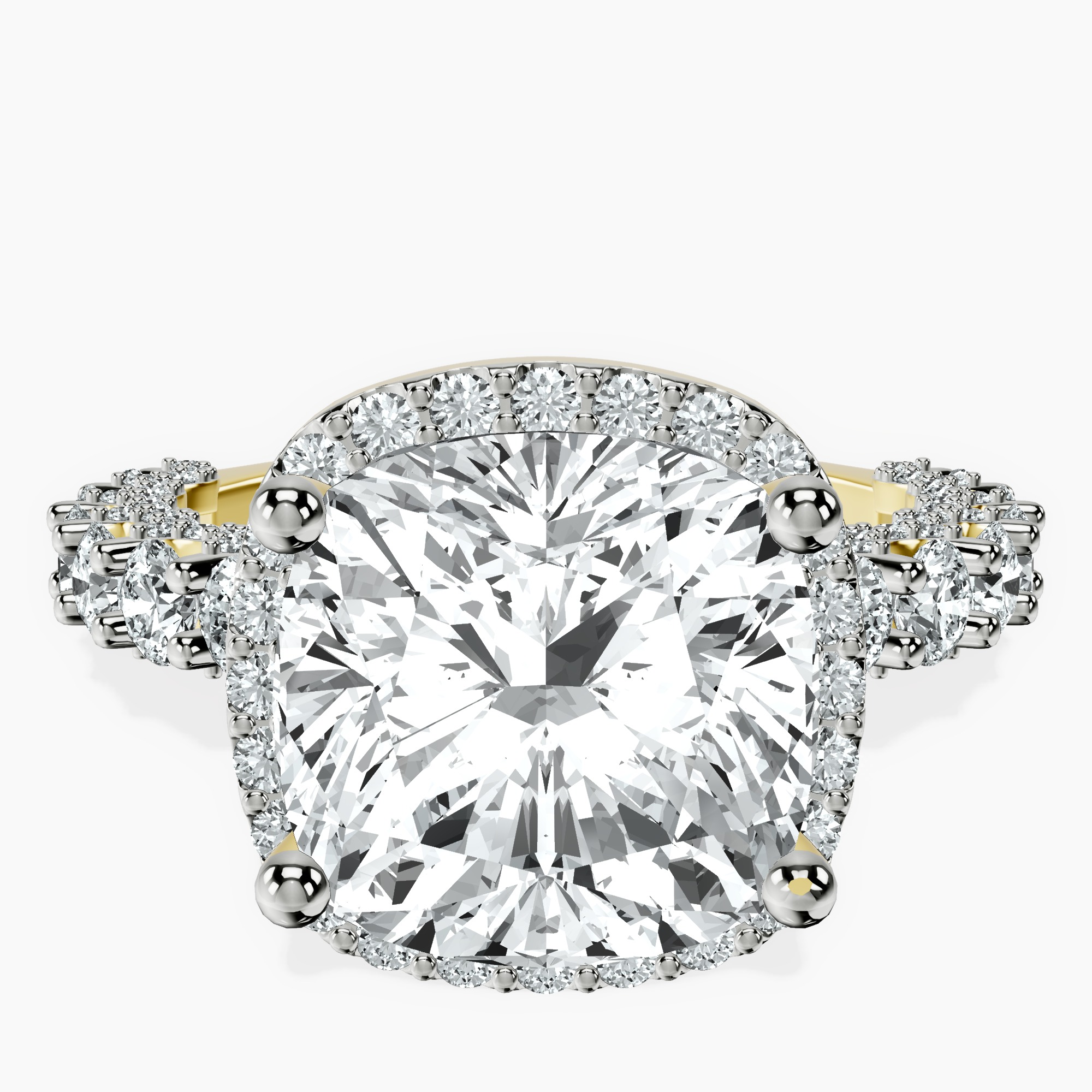 10kt Yellow Gold Enchanté Side Stones Halo Lab Diamond Ring front image