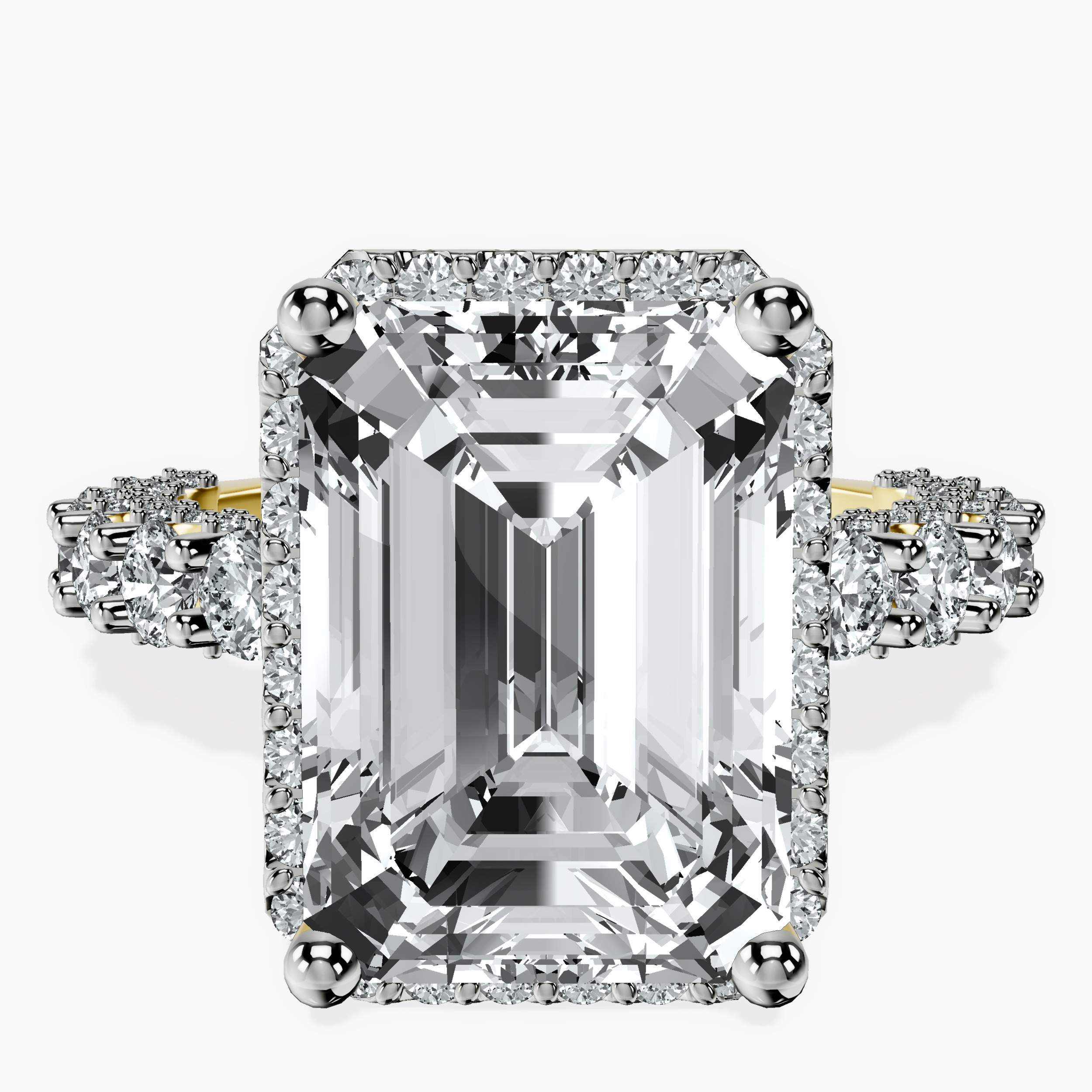 18kt Yellow Gold Enchanté Side Stones Halo Lab Diamond Ring front image