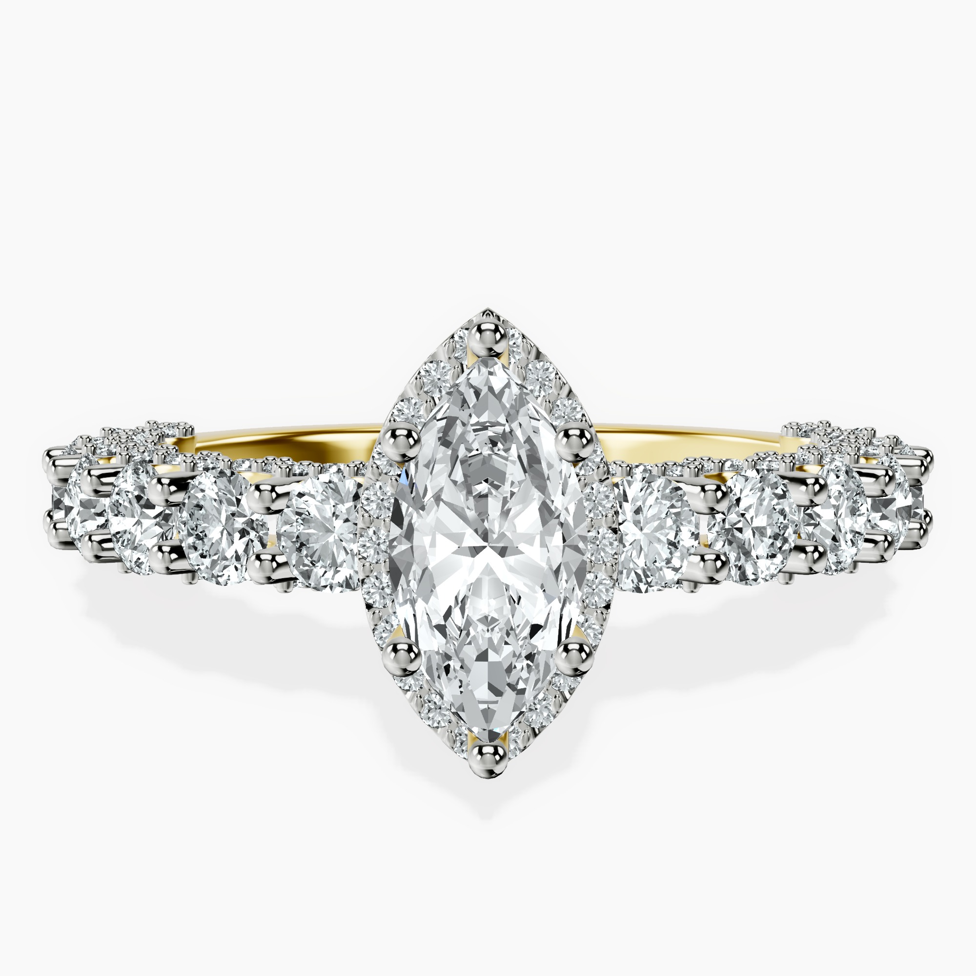 10kt Yellow Gold Enchanté Side Stones Halo Lab Diamond Ring front image