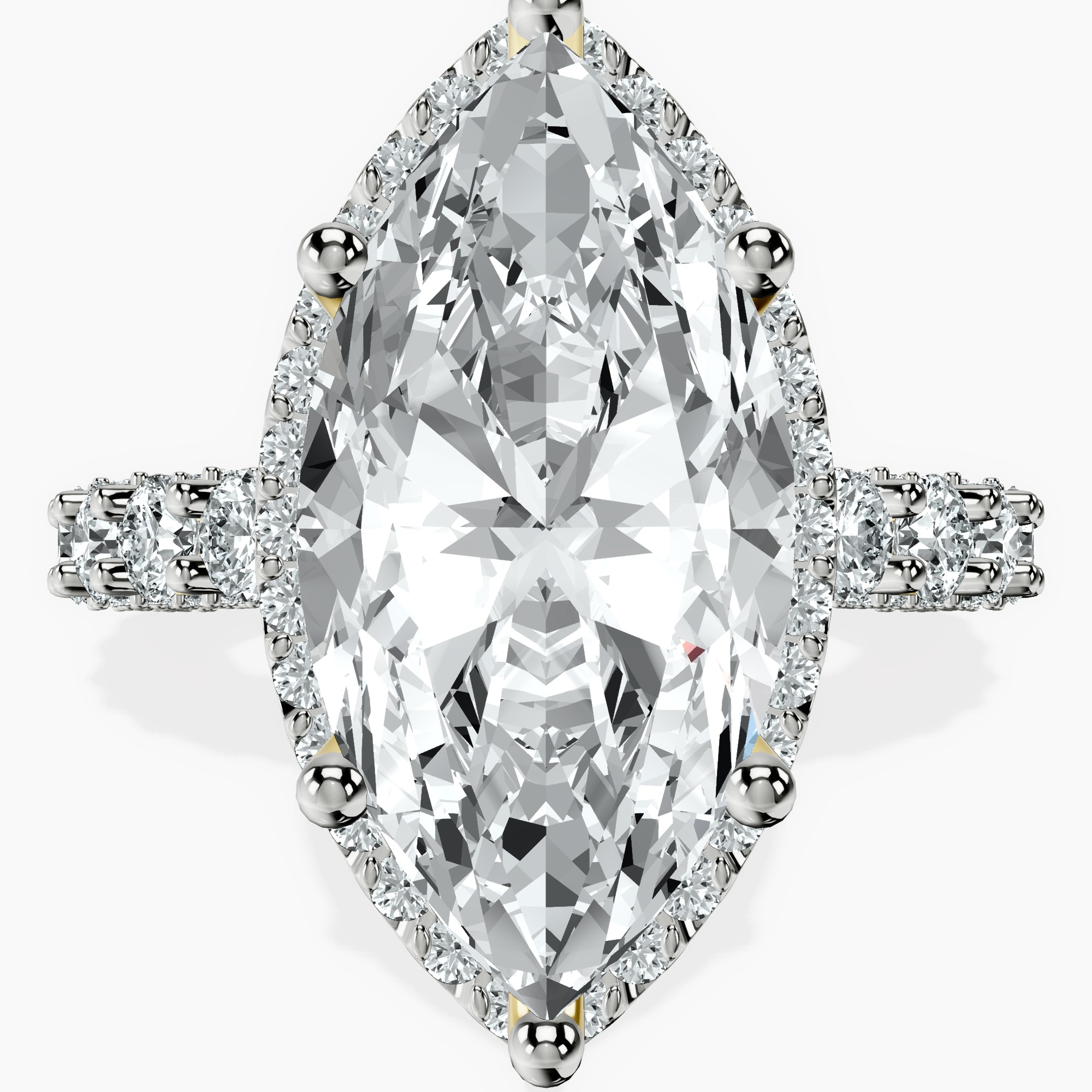 18kt Yellow Gold Enchanté Side Stones Halo Lab Diamond Ring front image