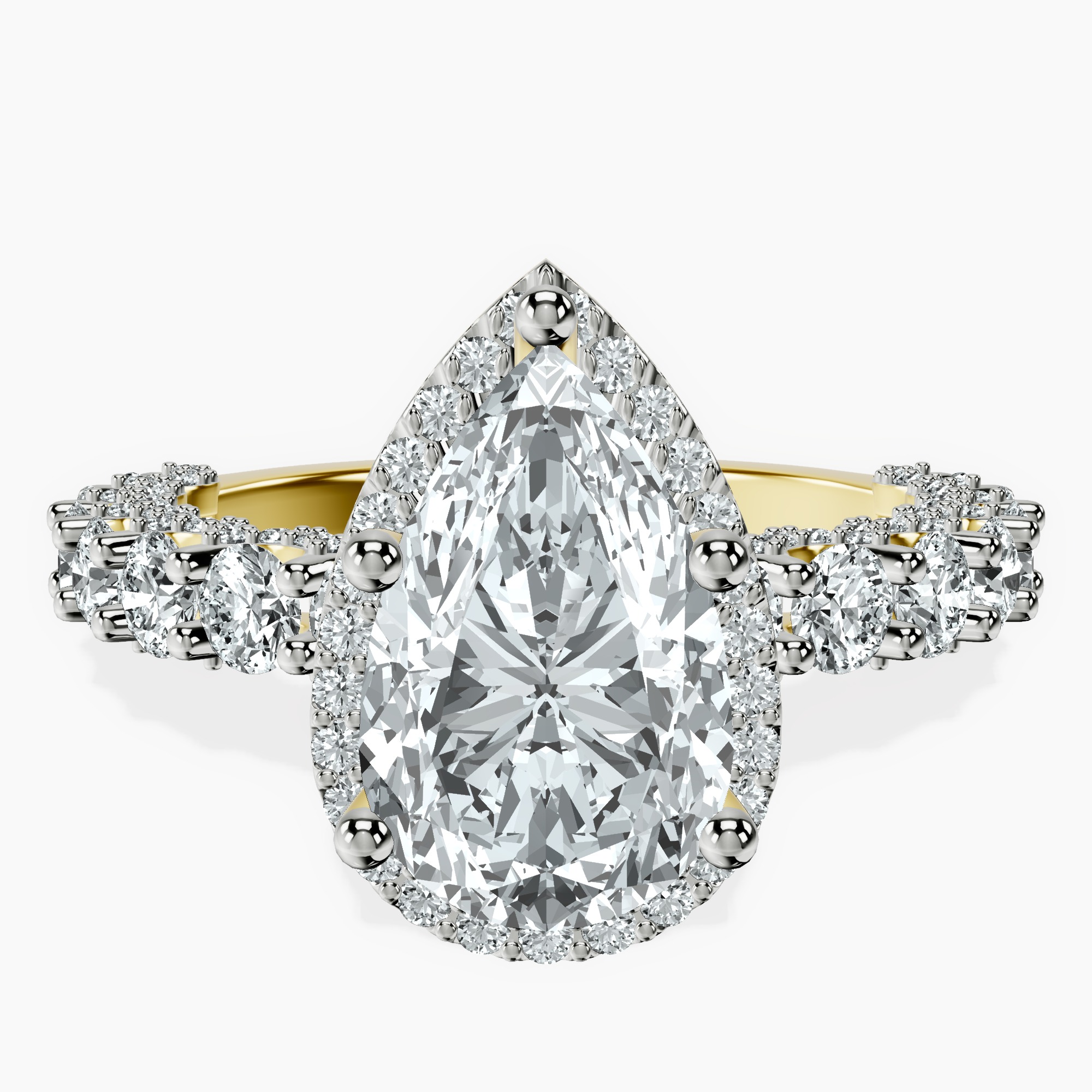 18kt Yellow Gold Enchanté Side Stones Halo Lab Diamond Ring front image