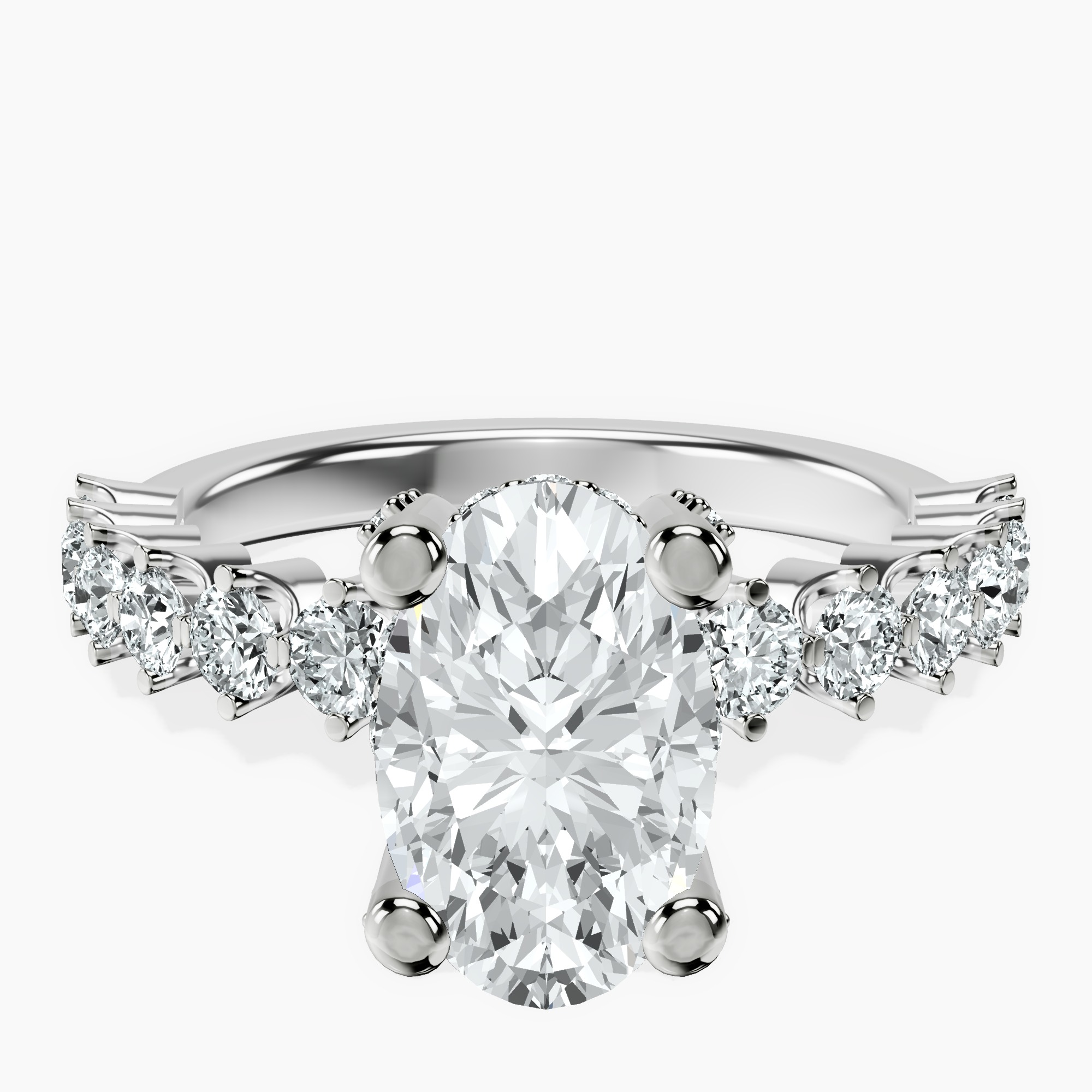 2.40 ct. oval Caitronia Floating lab diamond ring in 14kt white gold rtr top
