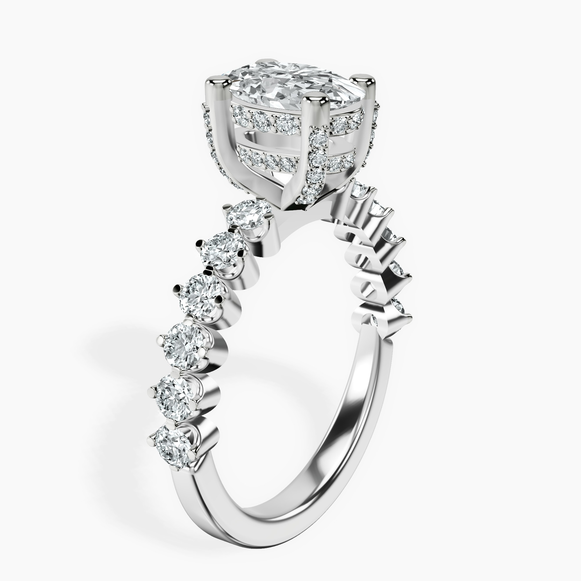 2.40 ct. oval Caitronia Floating lab diamond ring in 14kt white gold standing product image one