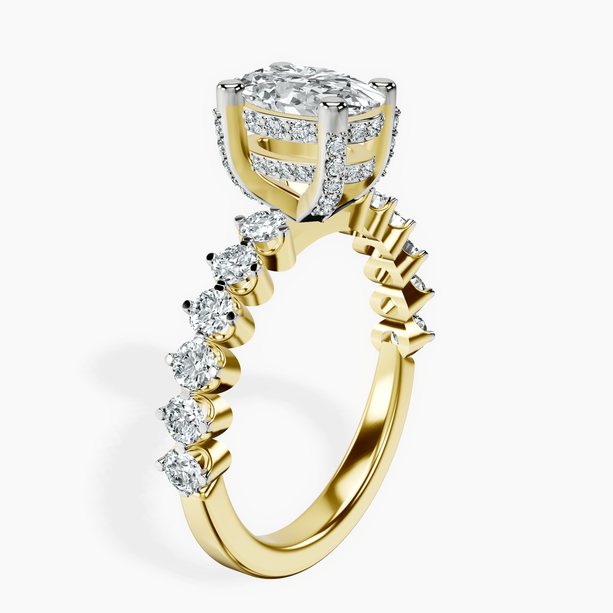 2.44 ct. oval Caitronia Floating lab diamond ring in 14kt yellow gold standing product image one