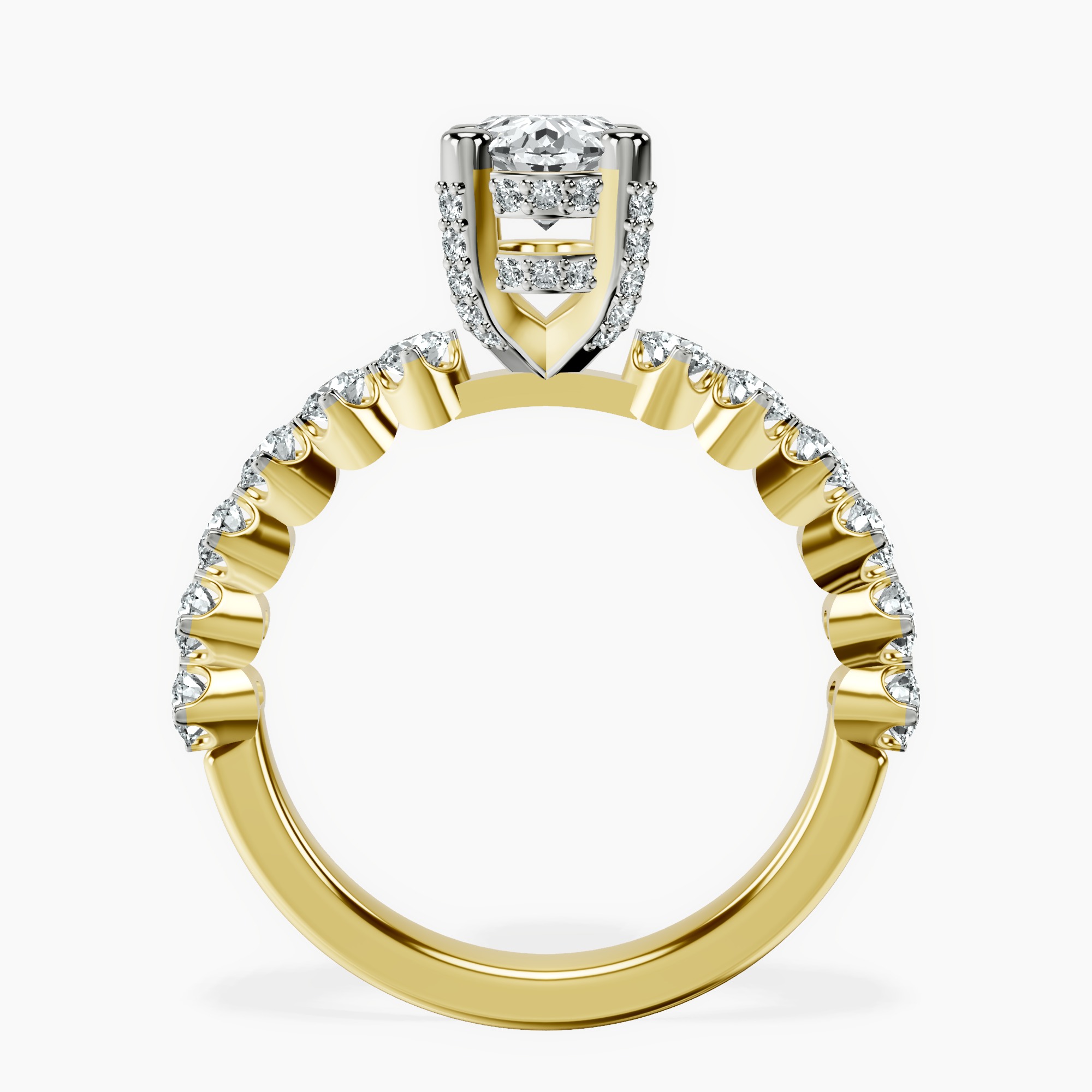 2.44 ct. oval Caitronia Floating lab diamond ring in 14kt yellow gold side right image one