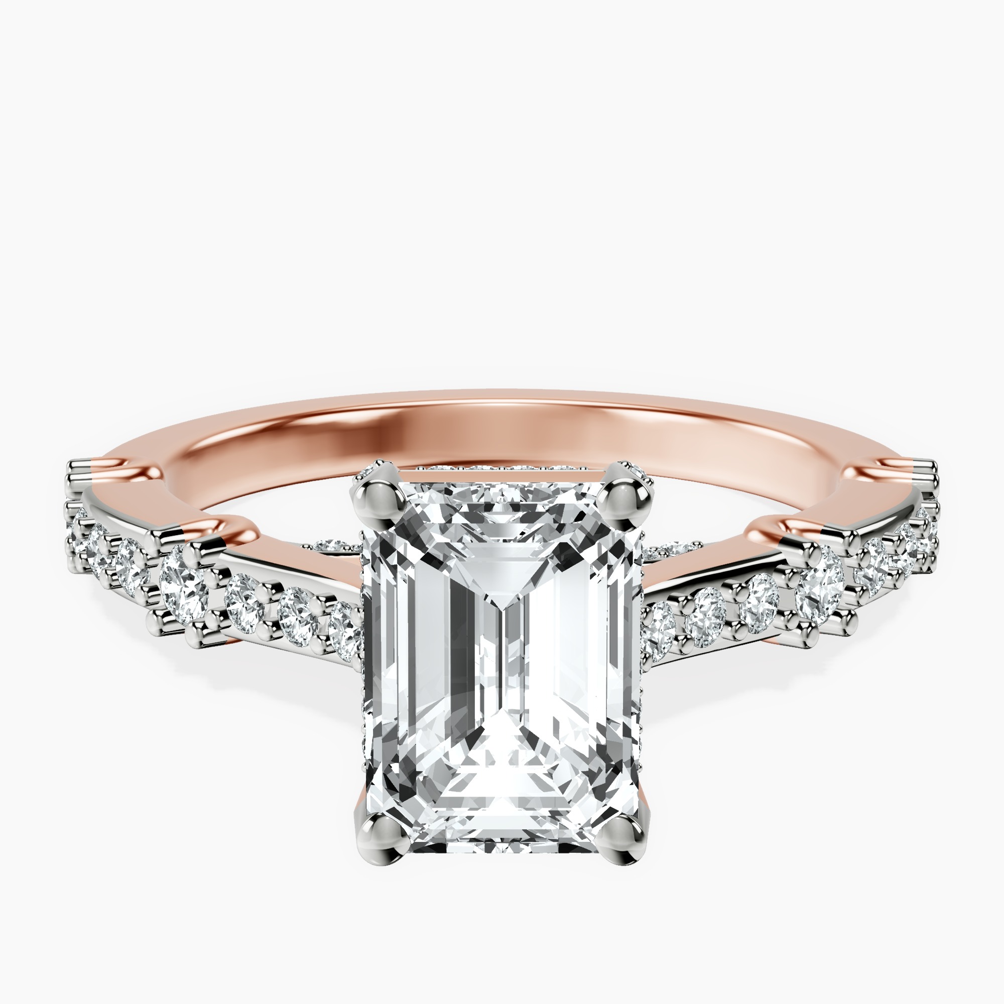 1.48 ct. emerald Odyssey lab diamond ring in 14kt rose gold rtr top
