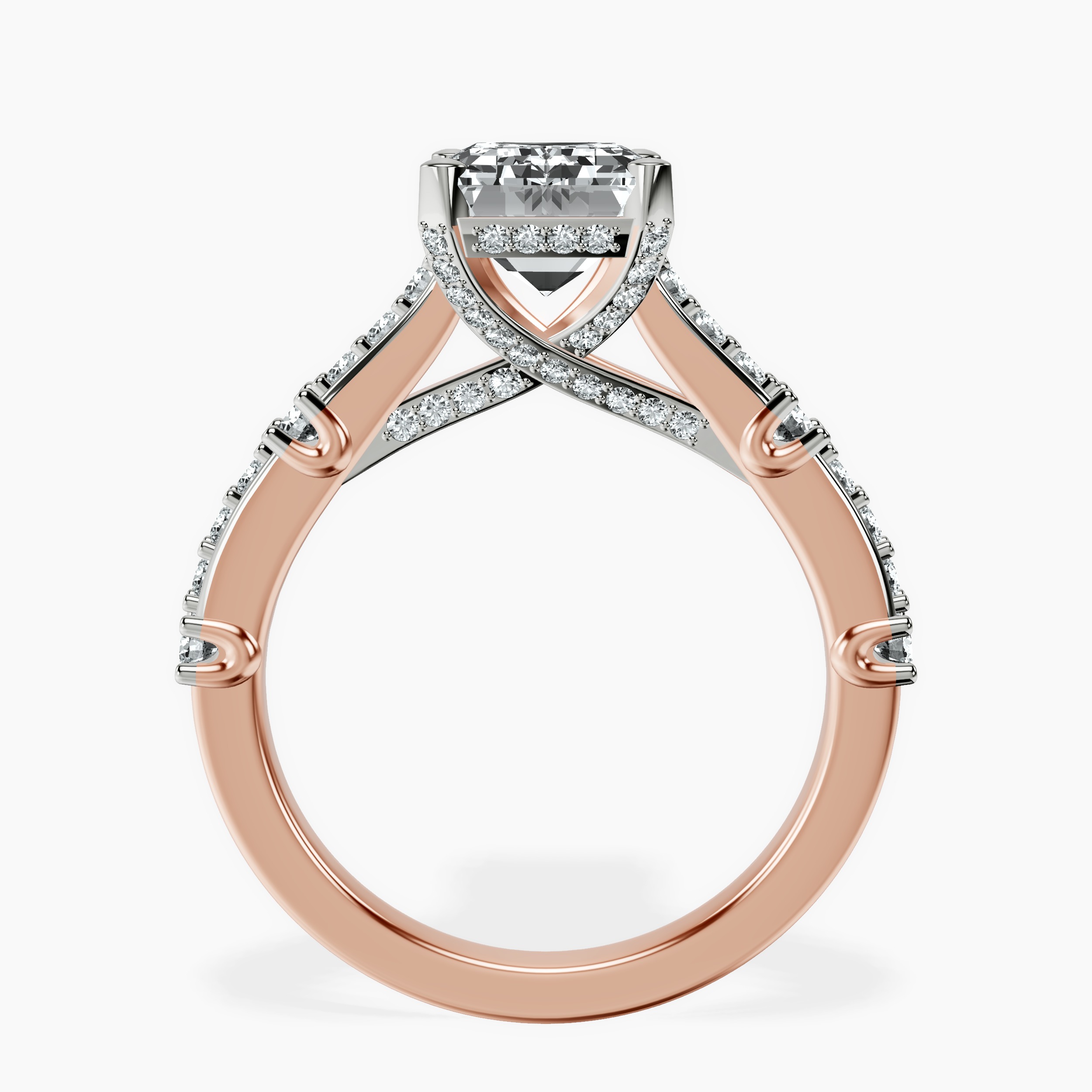 1.48 ct. emerald Odyssey lab diamond ring in 14kt rose gold side right image one