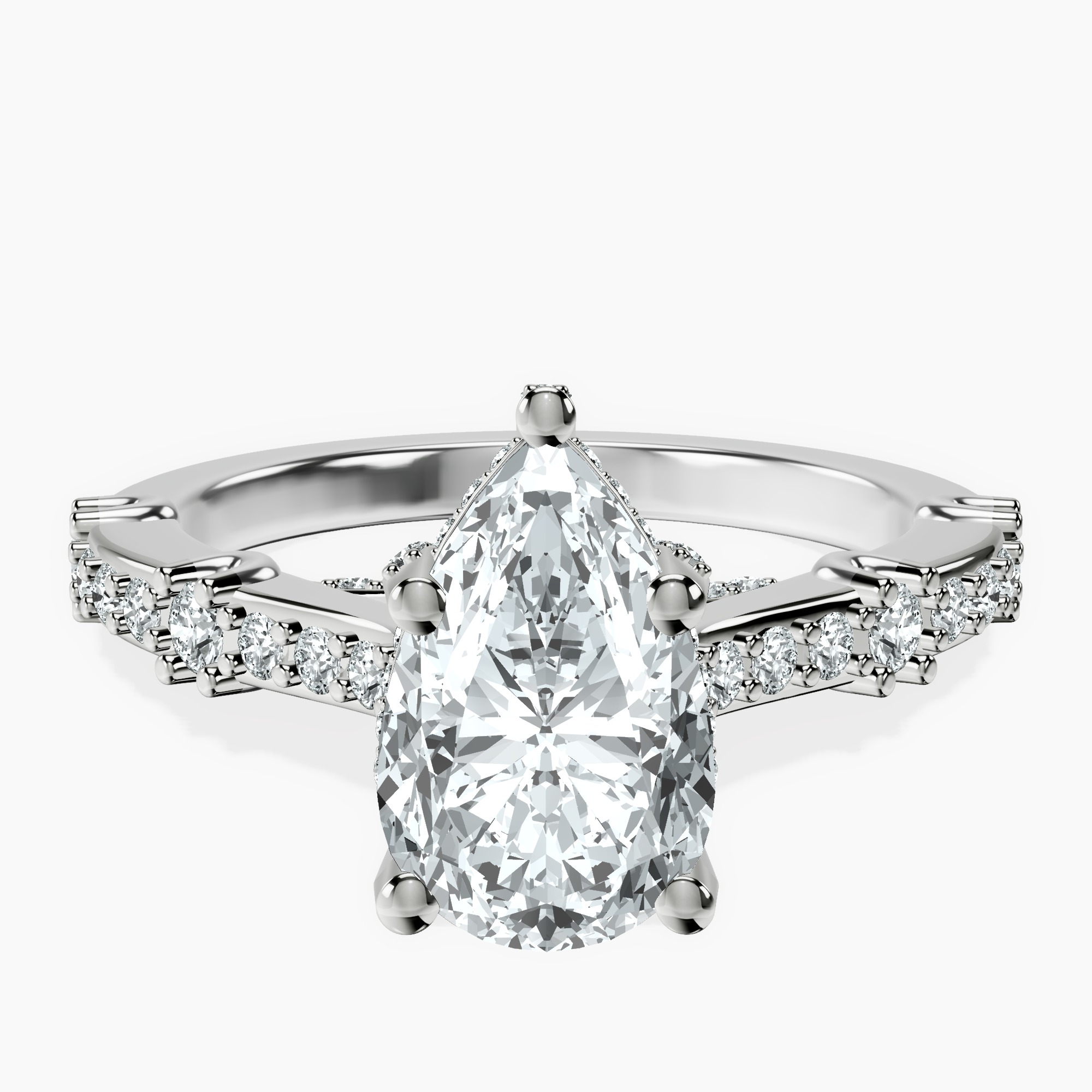 1.34 ct. pear Odyssey lab diamond ring in 10kt white gold rtr top