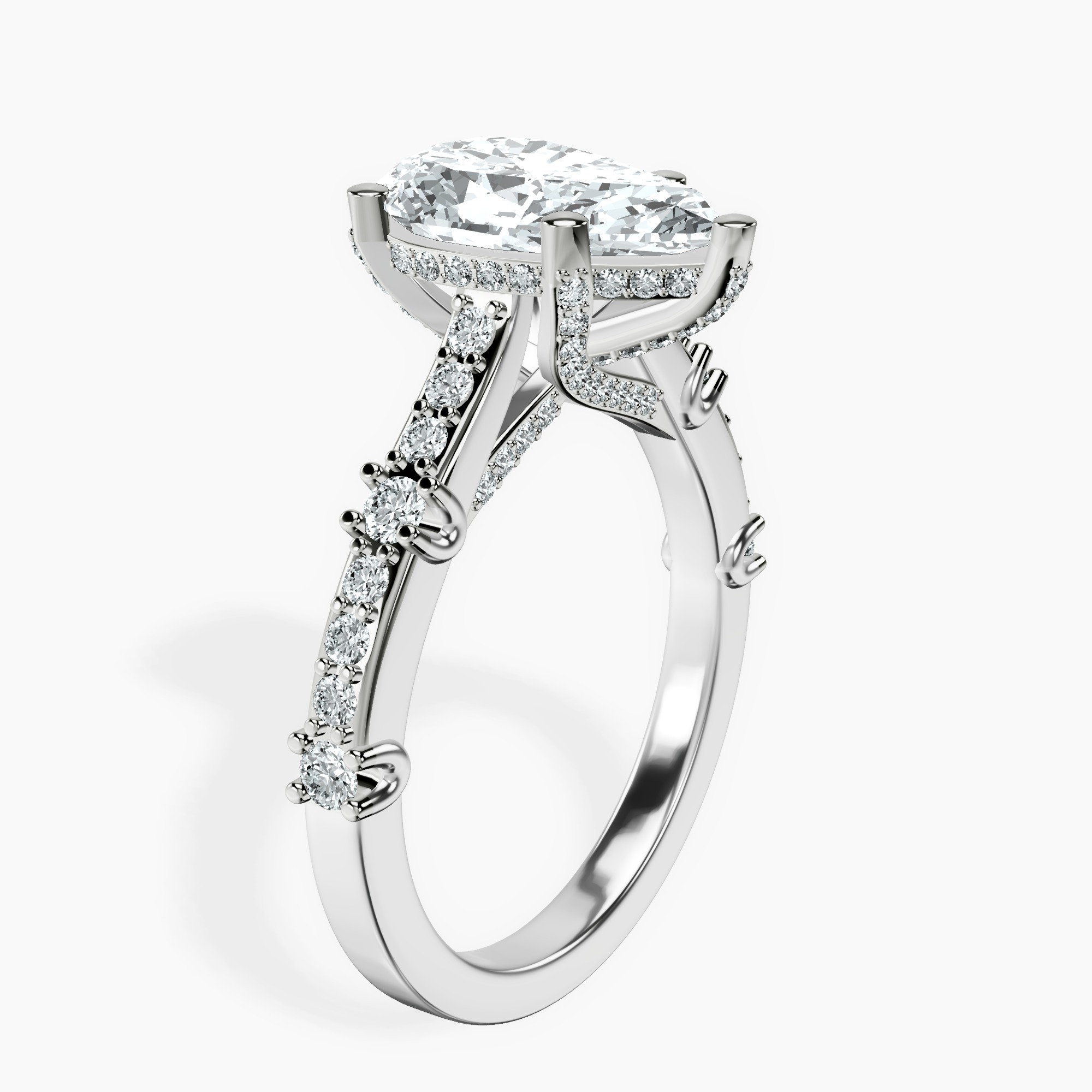 1.34 ct. pear Odyssey lab diamond ring in 10kt white gold standing product image one