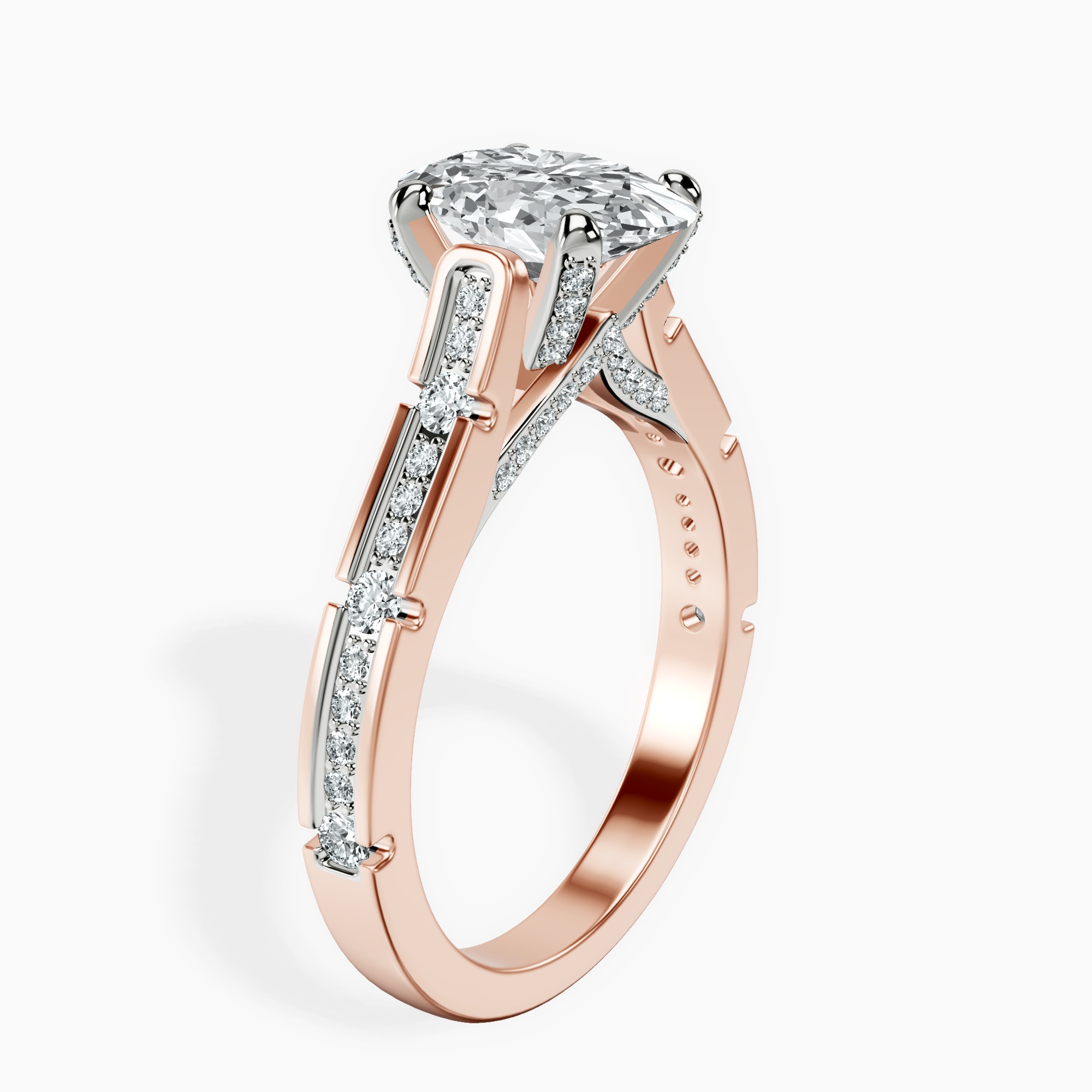 2.40 ct. oval Delphie lab diamond ring in 18kt rose gold standing product image one
