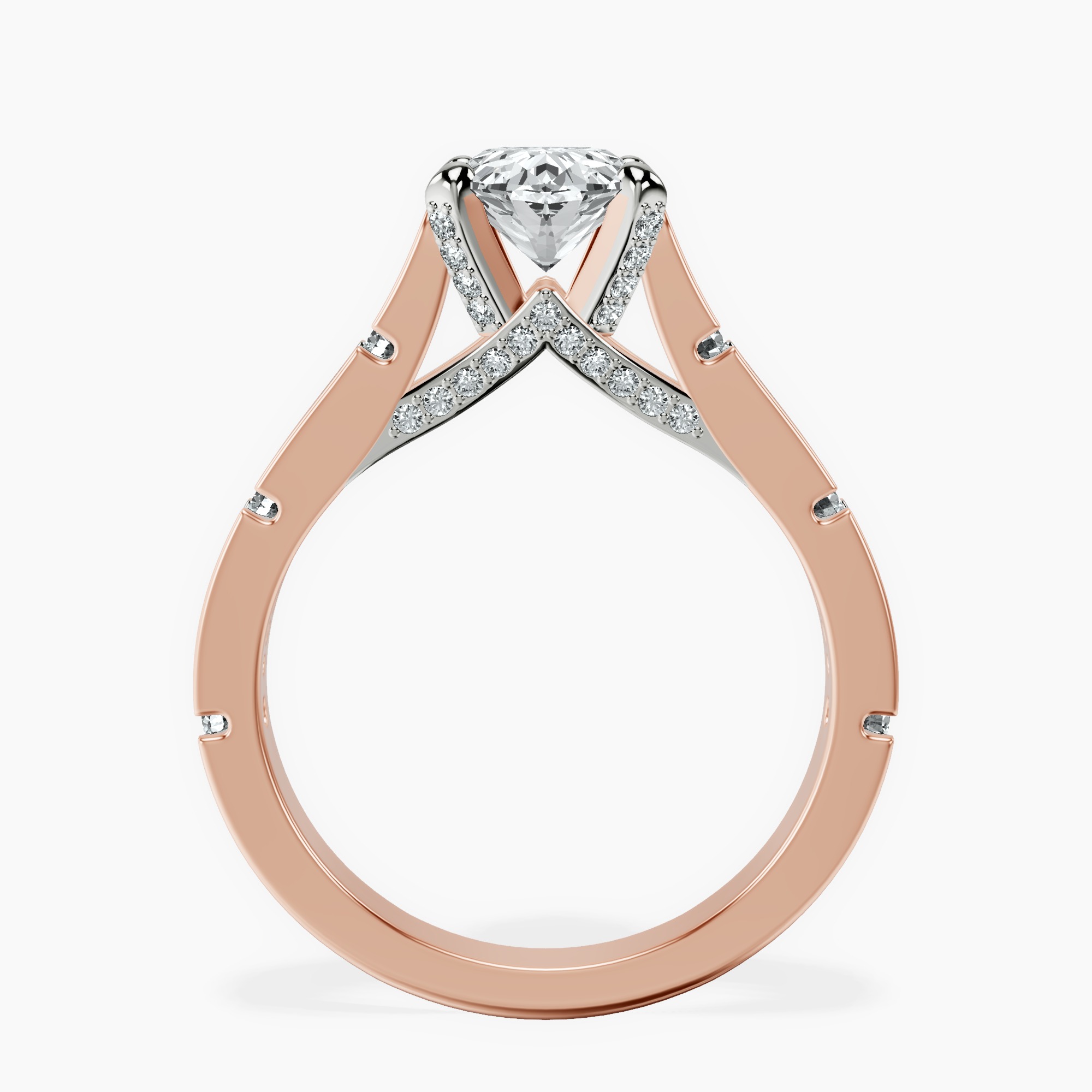2.40 ct. oval Delphie lab diamond ring in 18kt rose gold side right image one