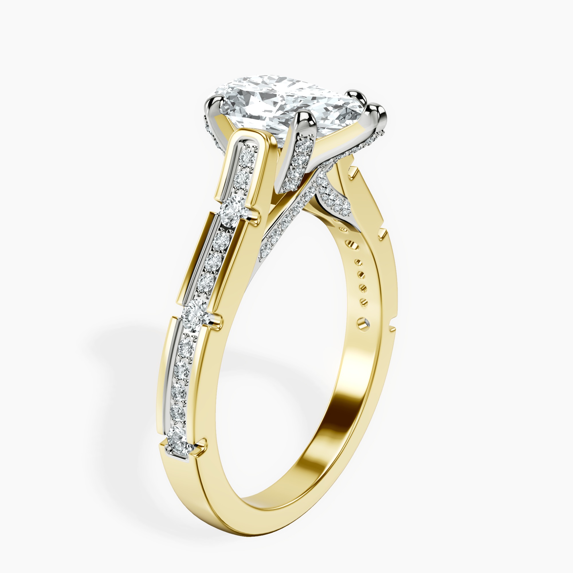 2.96 ct. pear Delphie lab diamond ring in 10kt yellow gold standing product image one