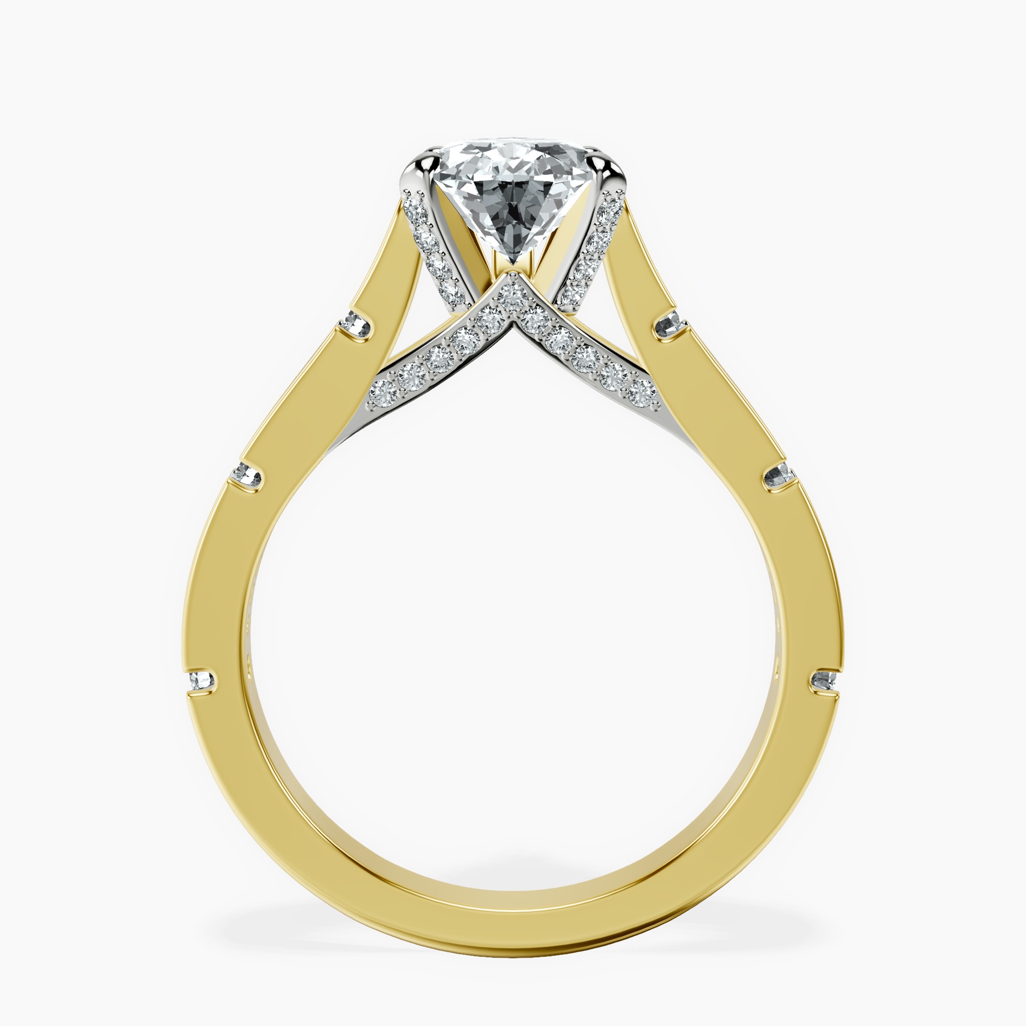2.96 ct. pear Delphie lab diamond ring in 10kt yellow gold side right image one