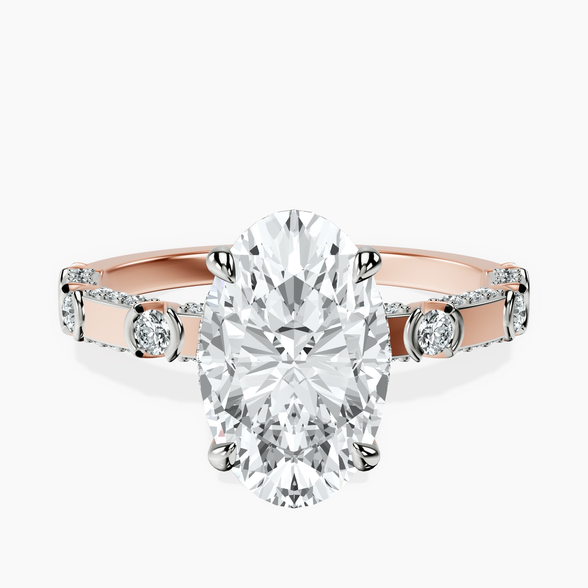 2.40 ct. oval Majestic Love lab diamond ring in 18kt rose gold rtr top