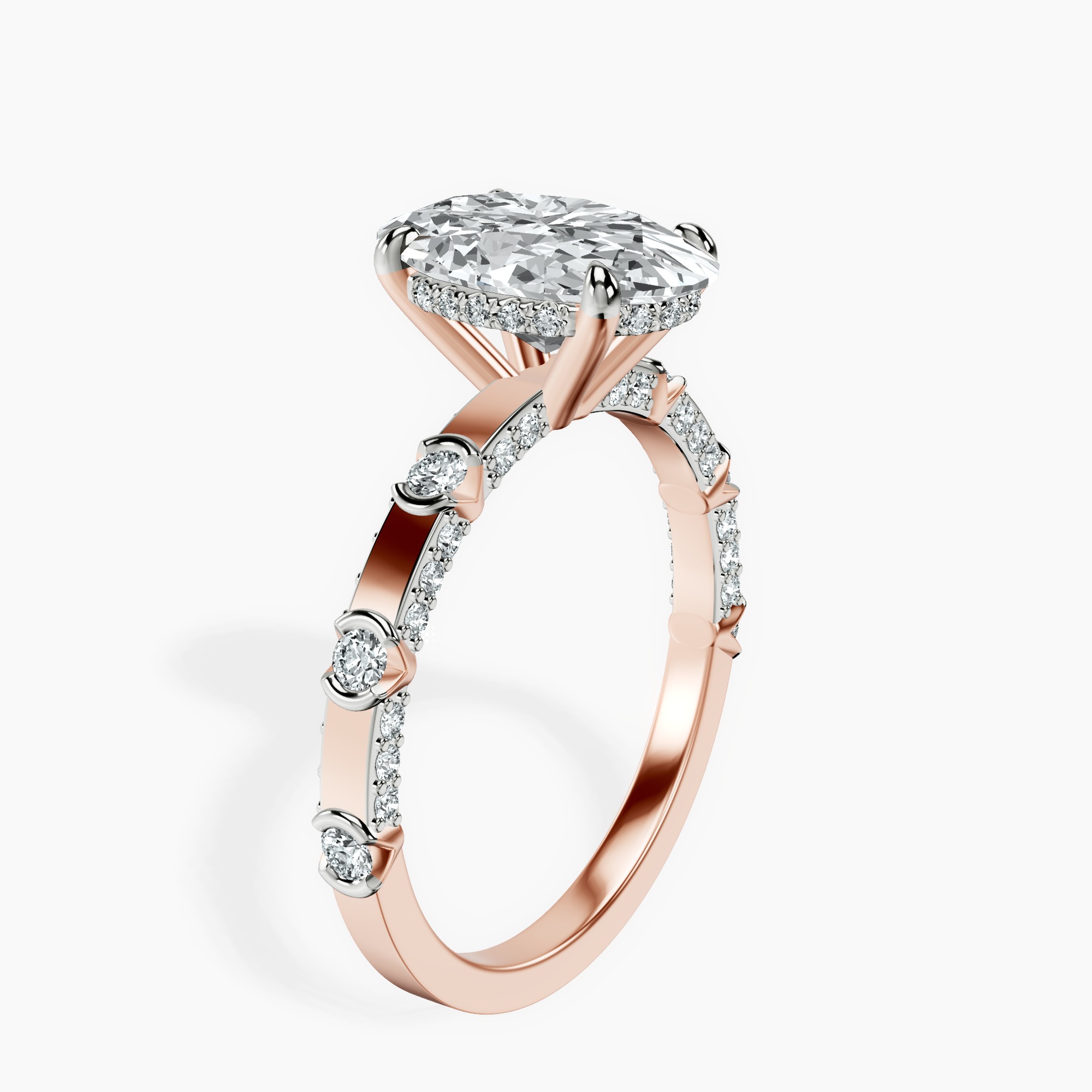 2.40 ct. oval Majestic Love lab diamond ring in 18kt rose gold standing product image one